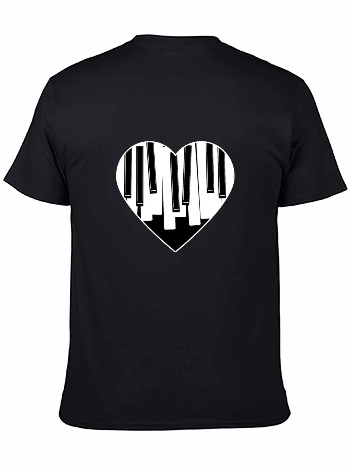 Black Piano Heart Graphic Tee - Black view 4