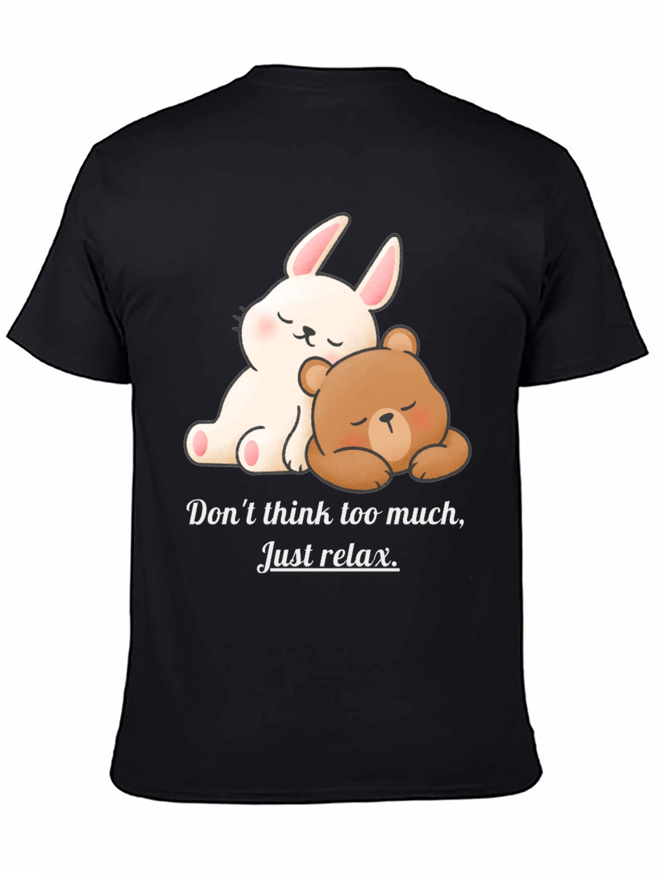 Black Relaxed Bear & Bunny Graphic Tee view 4