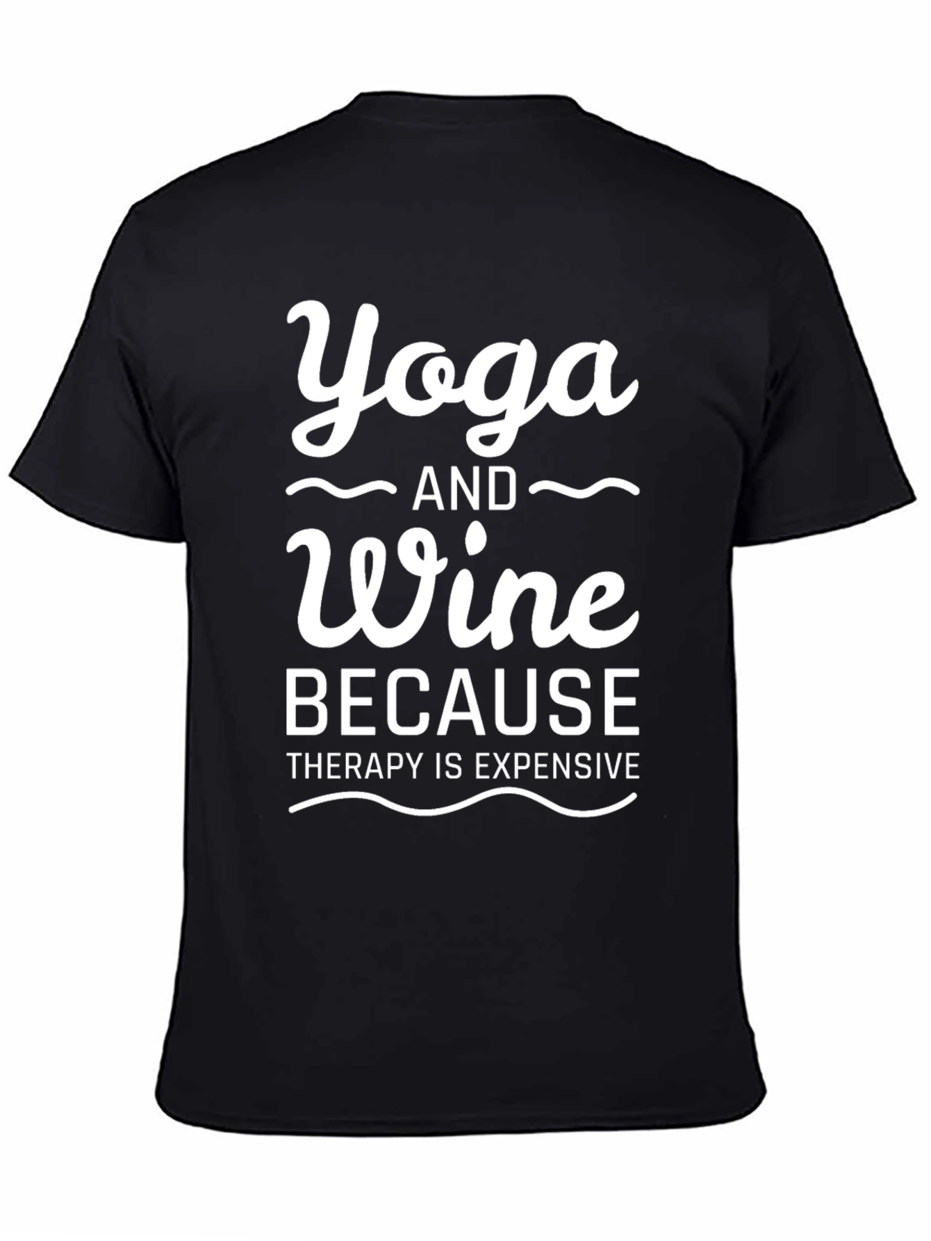 Black Yoga and Wine Funny Graphic T-Shirt view 4