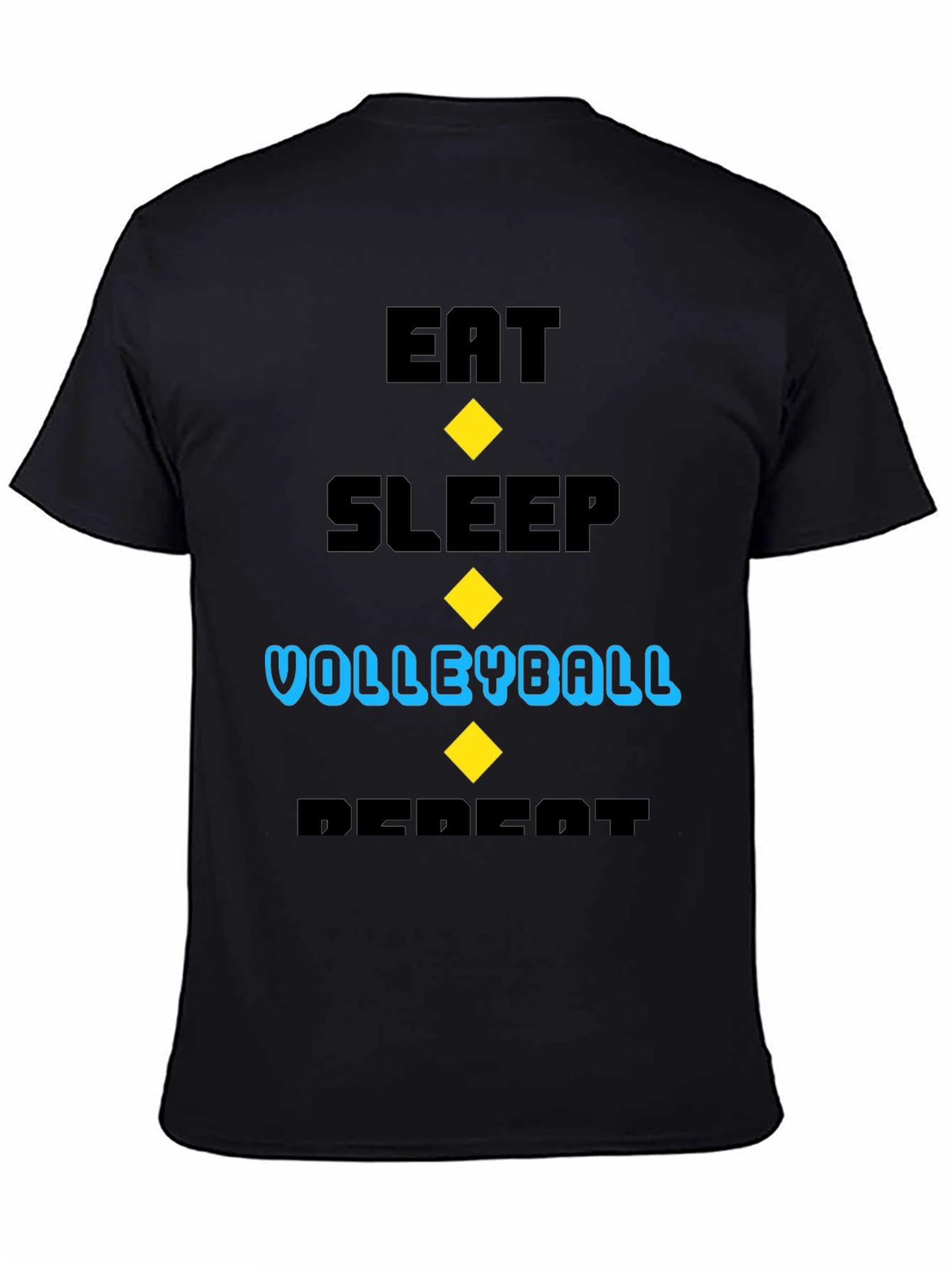 Black Eat Sleep Volleyball Repeat Black T-Shirt view 4