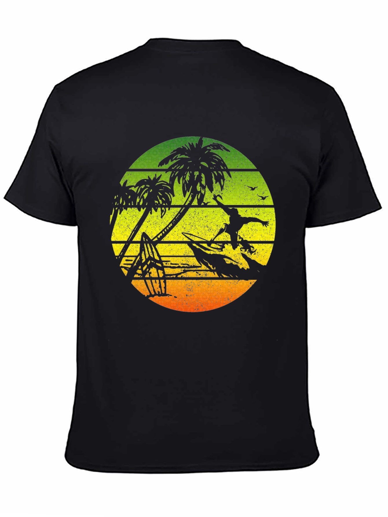 Black Surfing Palm Tree Graphic T-Shirt - Black view 4