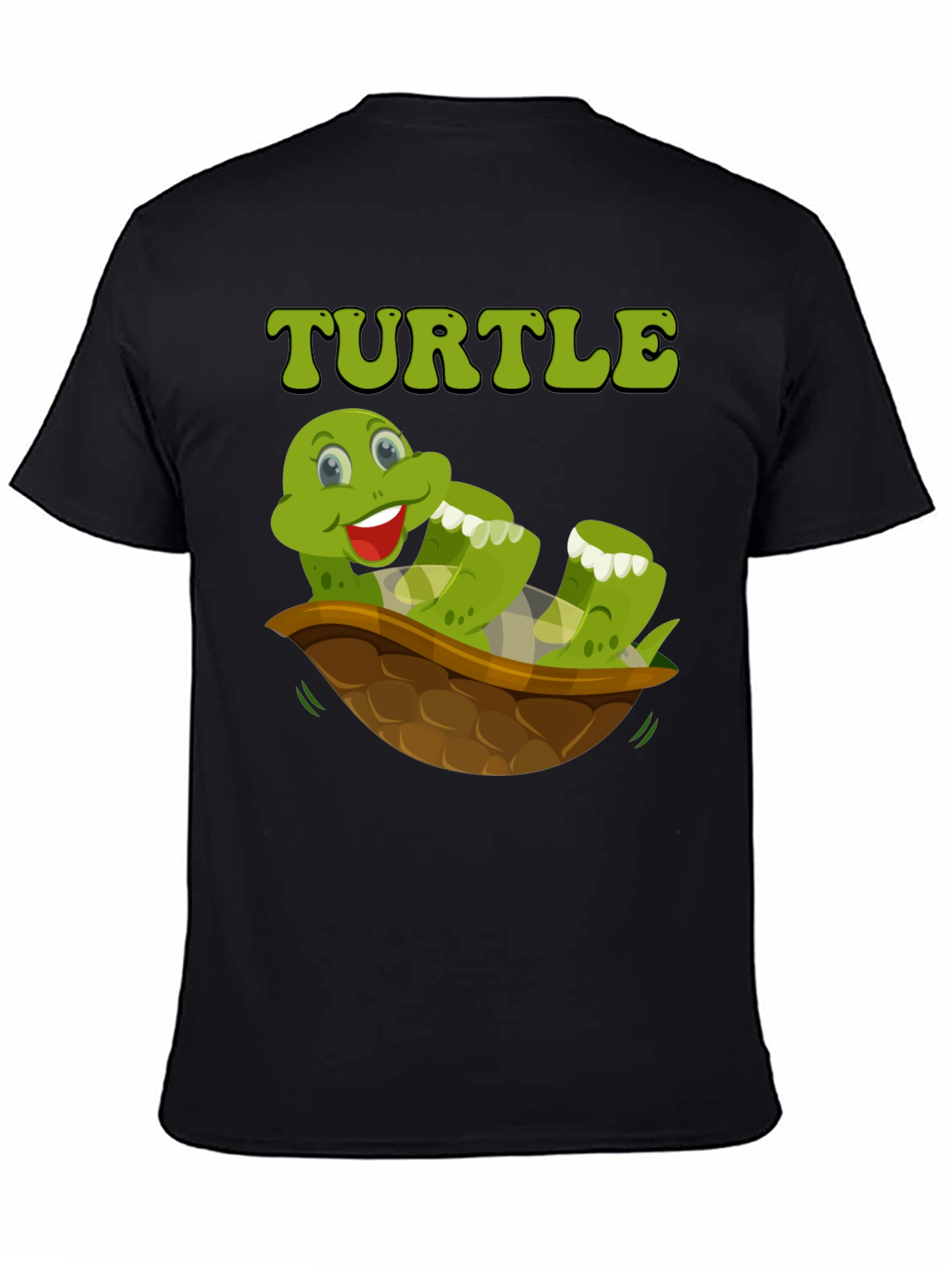 Black Funny Turtle T-Shirt - Cartoon Graphic Tee view 4