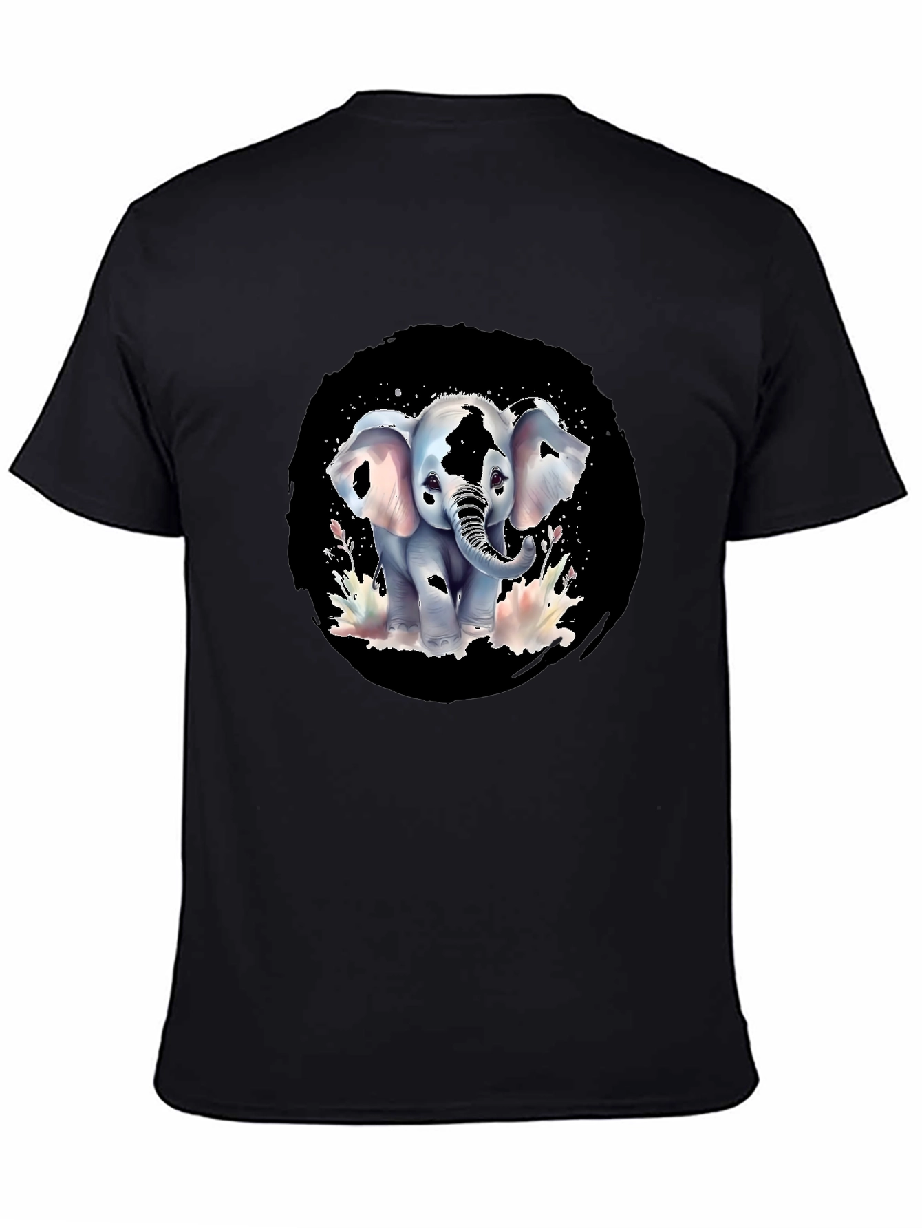 Black Elephant Graphic Print Black T-Shirt view 4