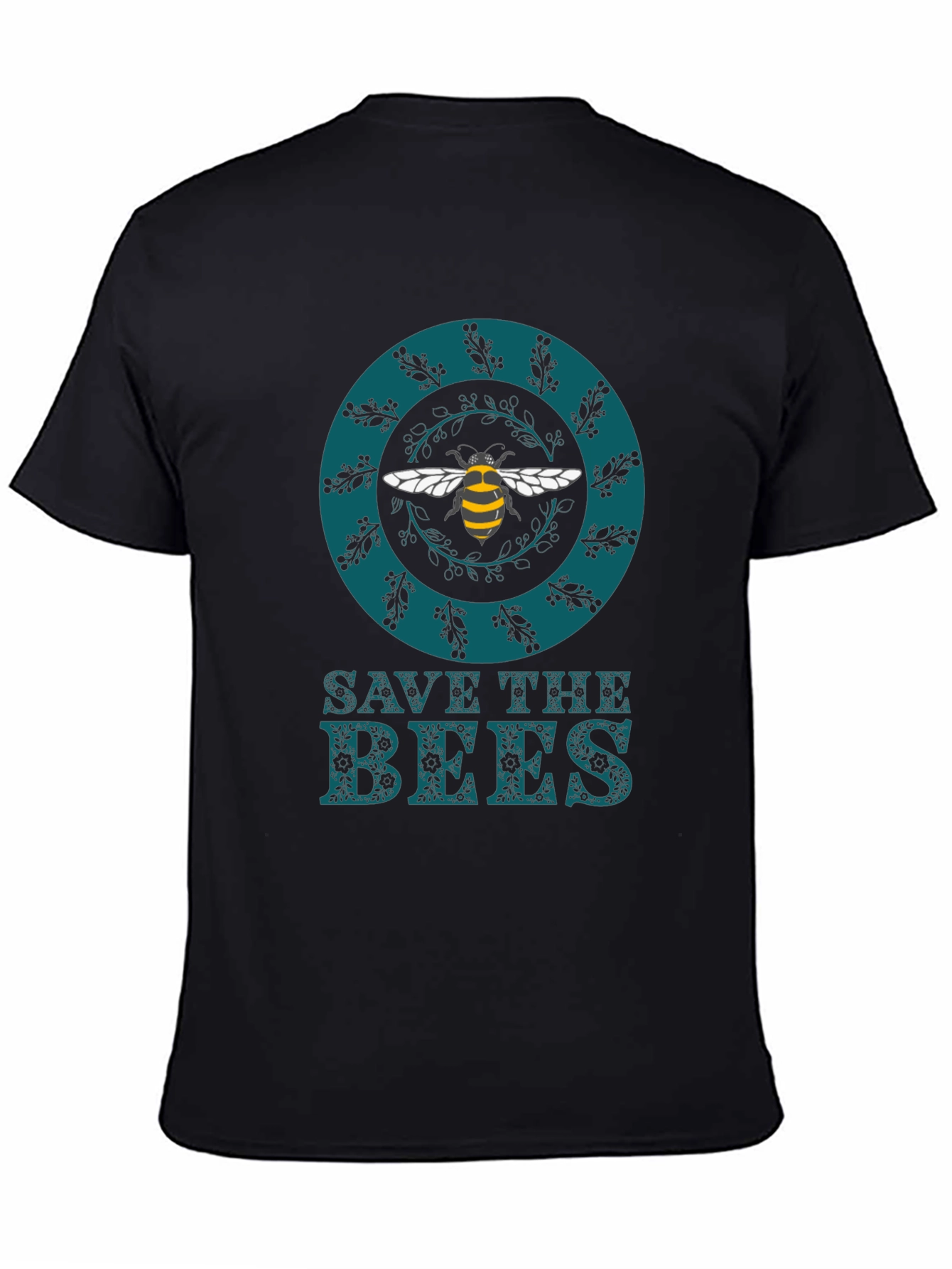 Black Save The Bees Graphic Tee - Black Cotton T-Shirt view 4
