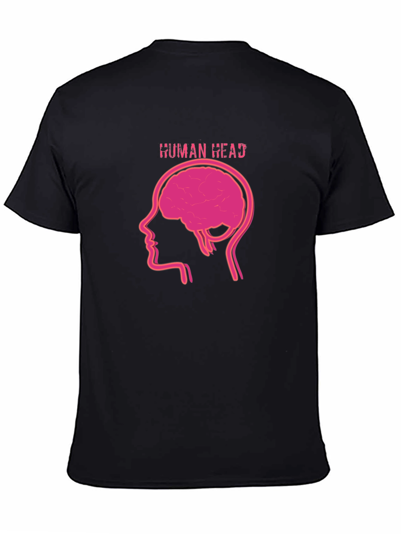 Black Human Head Brain Graphic T-Shirt - Black view 4