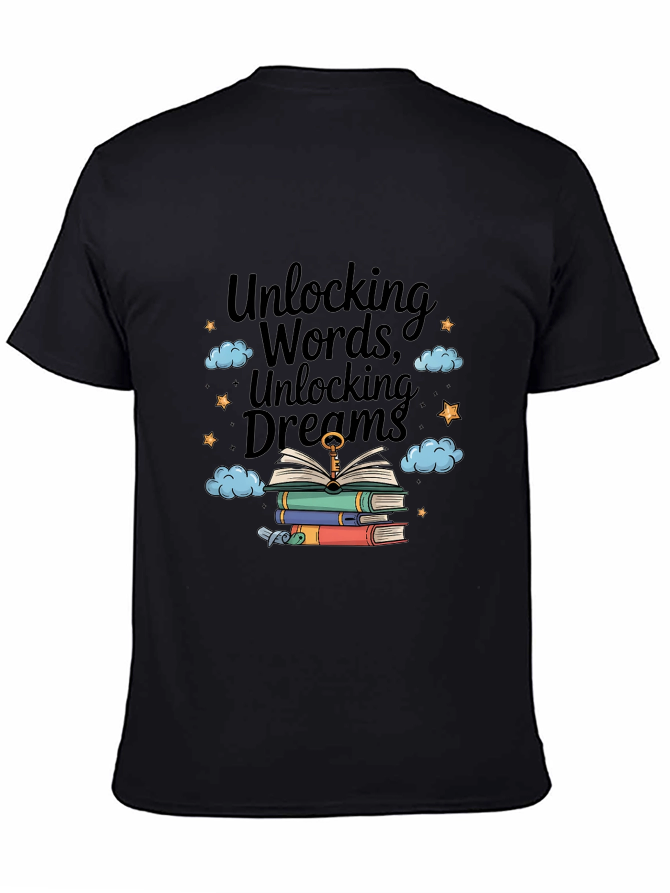 Black Unlocking Words & Dreams T-Shirt view 4