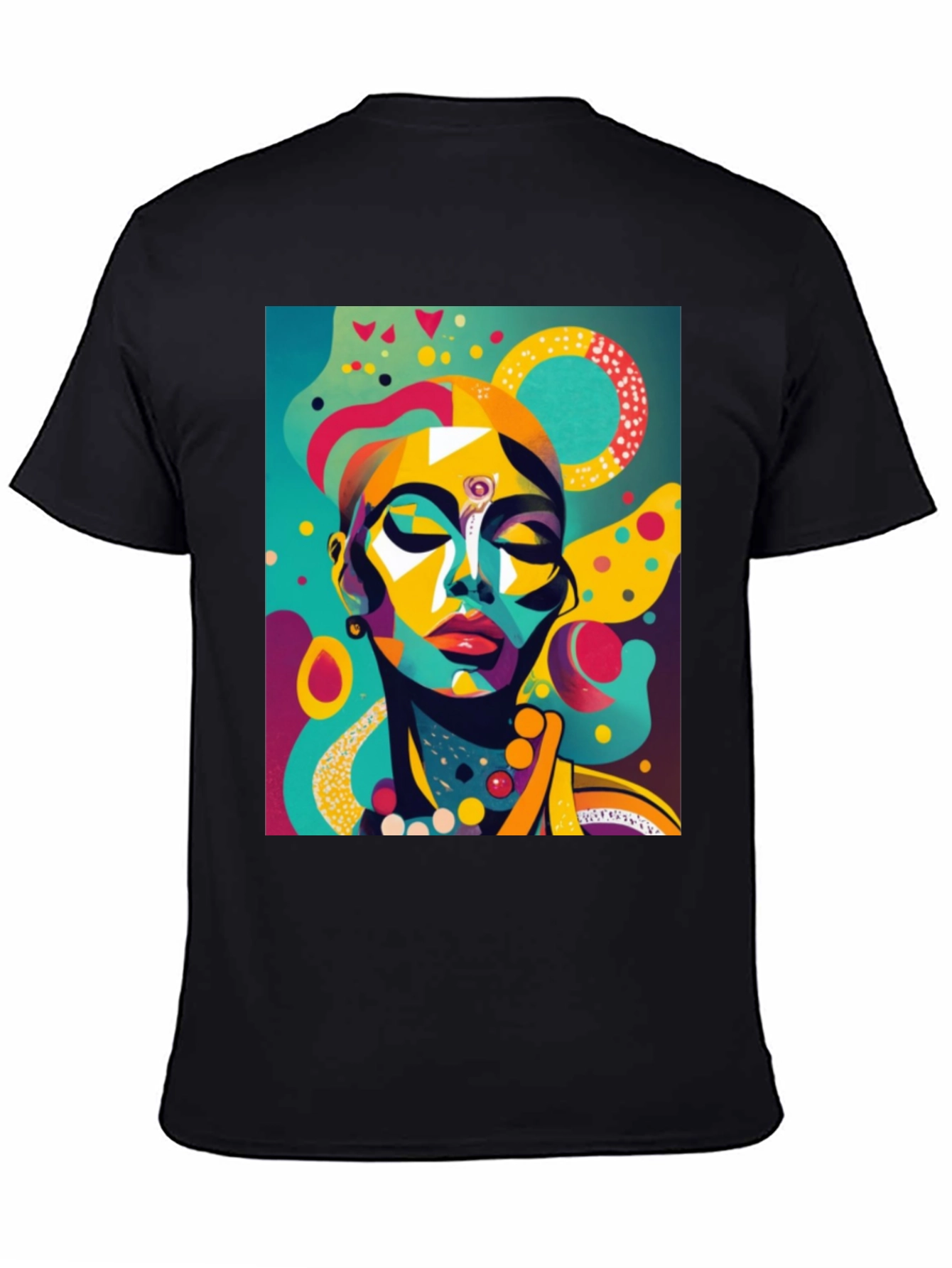 Black Abstract Art Print Tee - Modern Graphic T-Shirt view 4