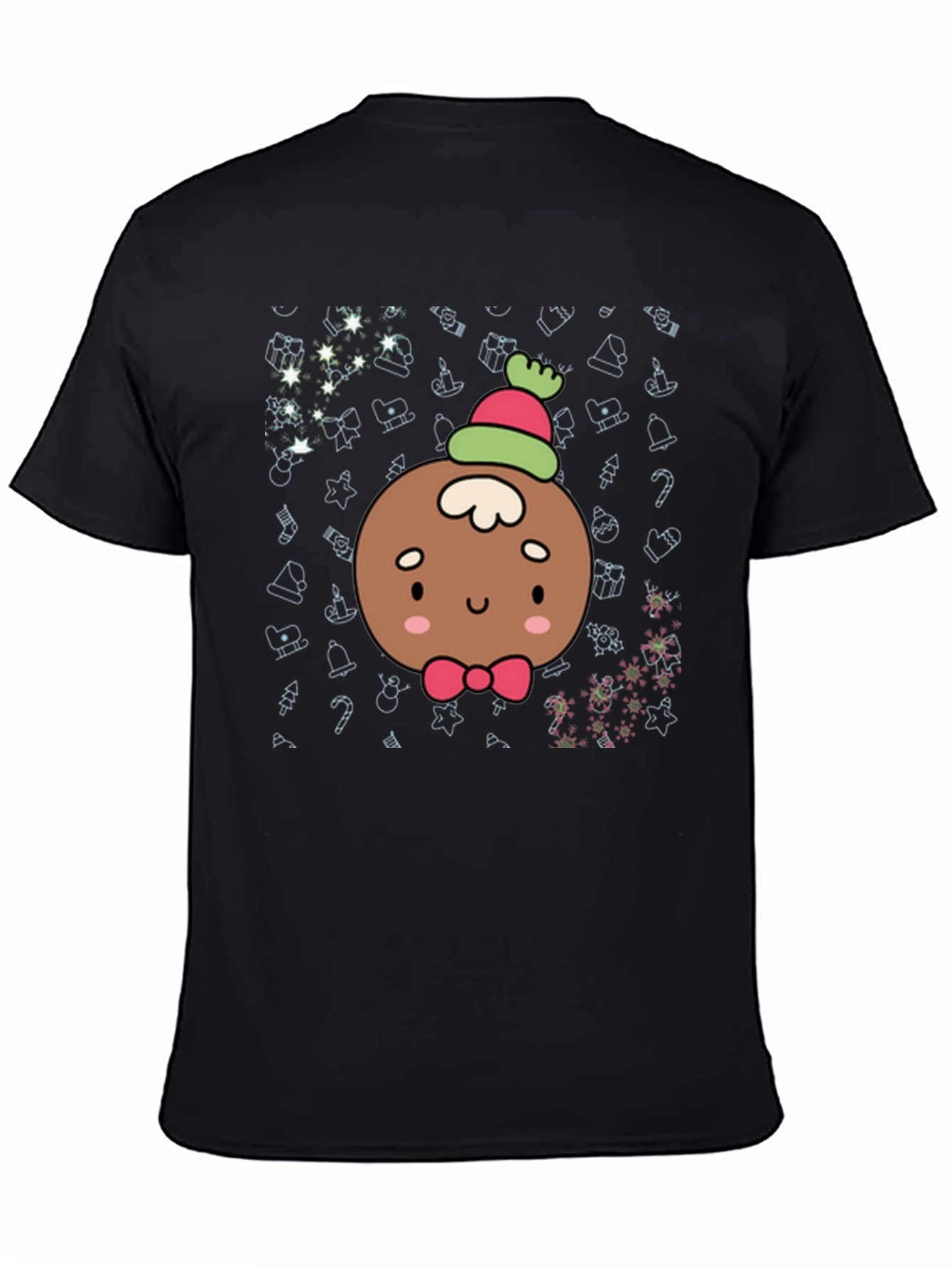 Black Festive Gingerbread Person T-Shirt view 4