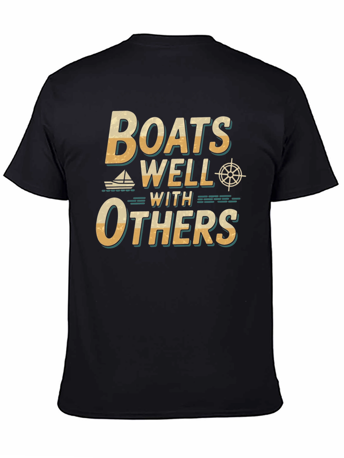 Black Boats Well With Others T-Shirt - Nautical Theme view 4