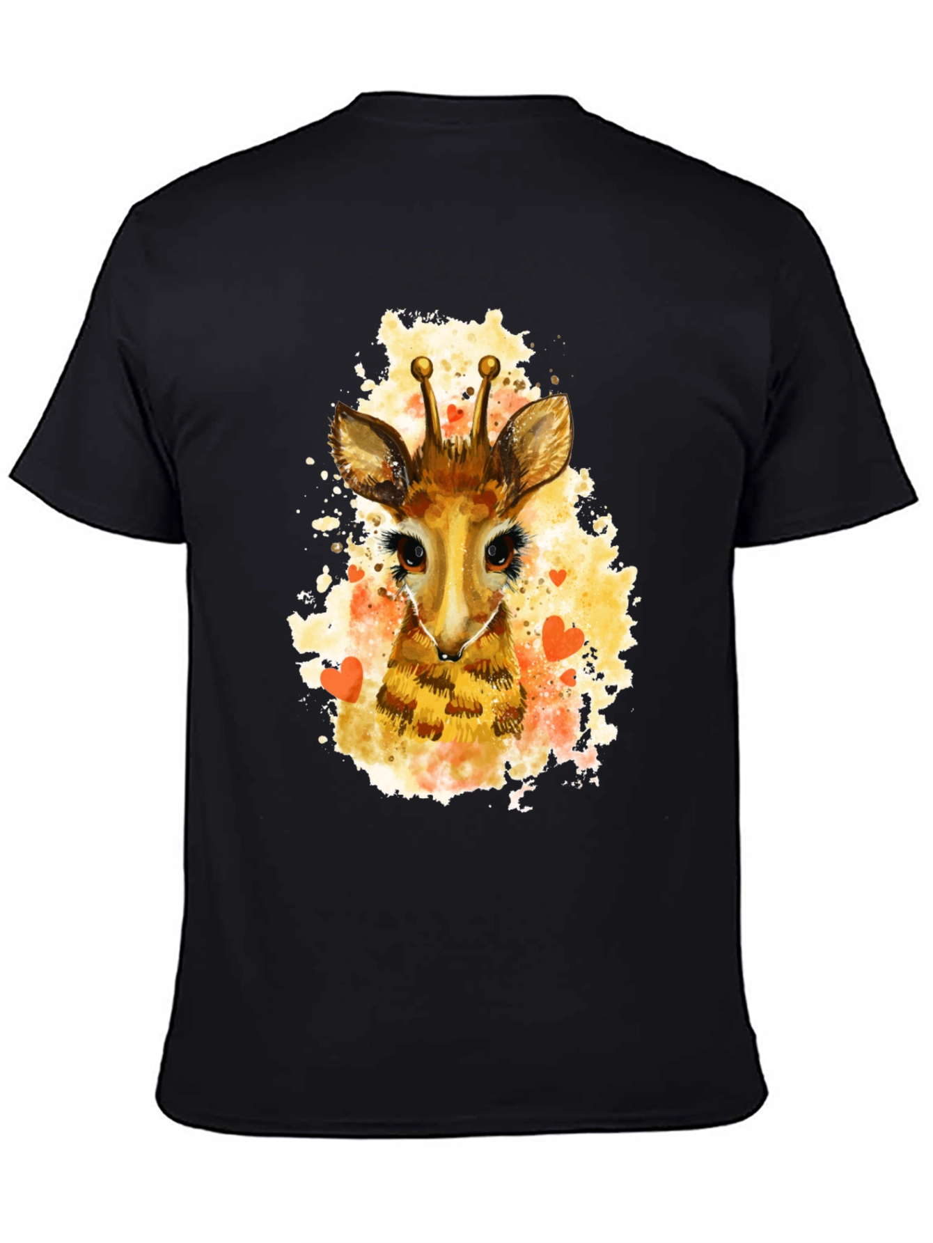 Black Giraffe Watercolor Graphic Tee view 4