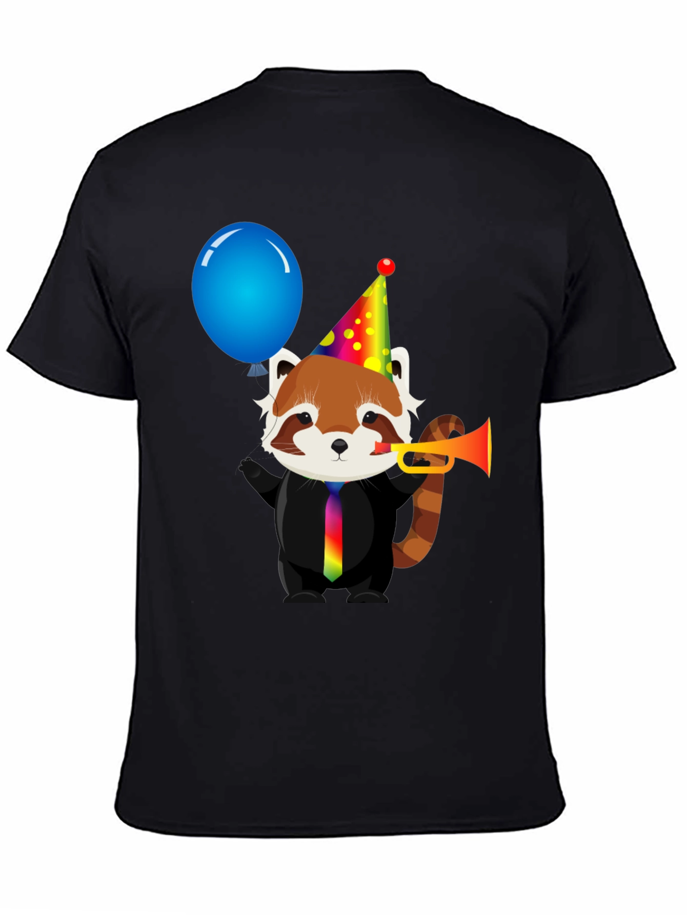Black Party Red Panda T-Shirt - Fun & Unique Design view 4