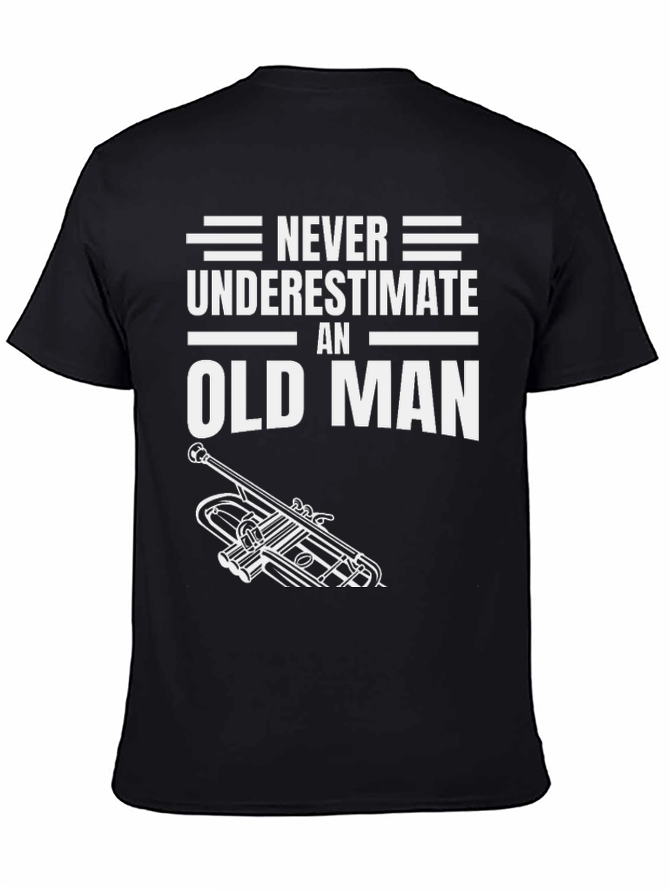 Black Never Underestimate an Old Man Trumpet T-Shirt view 4