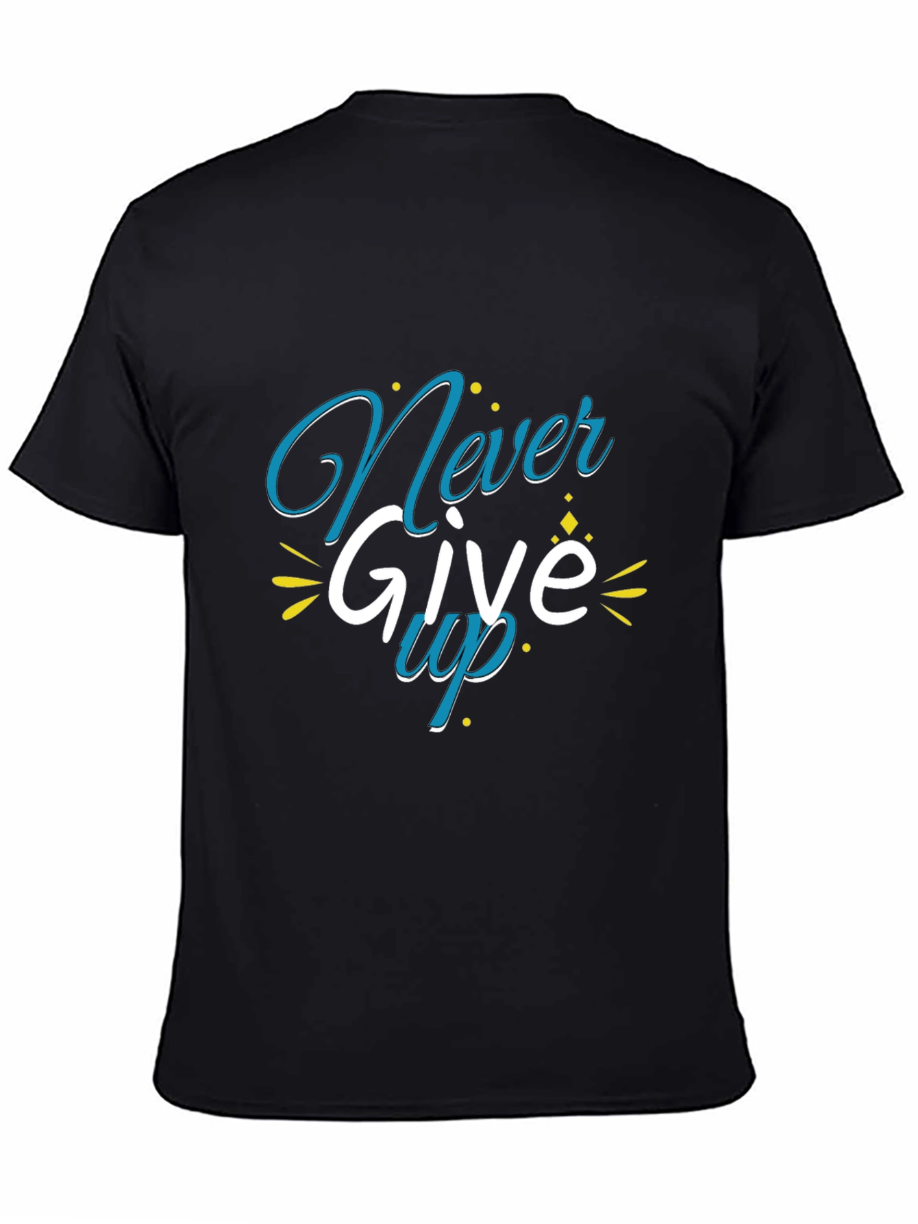 Black Never Give Up Graphic Print Black T-Shirt view 4