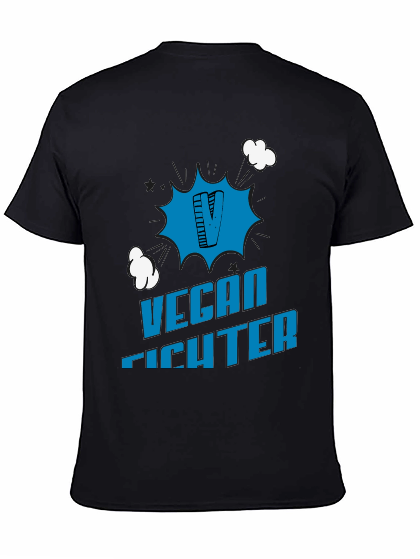 Black Vegan Fighter Graphic Tee view 4