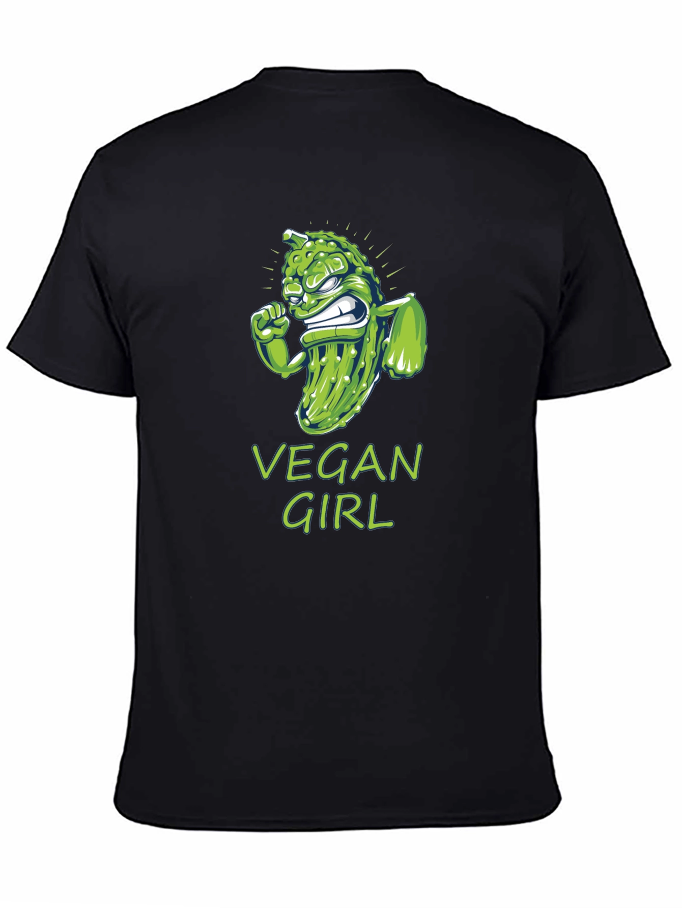 Black Vegan Girl T-Shirt Funny Pickle Design view 4