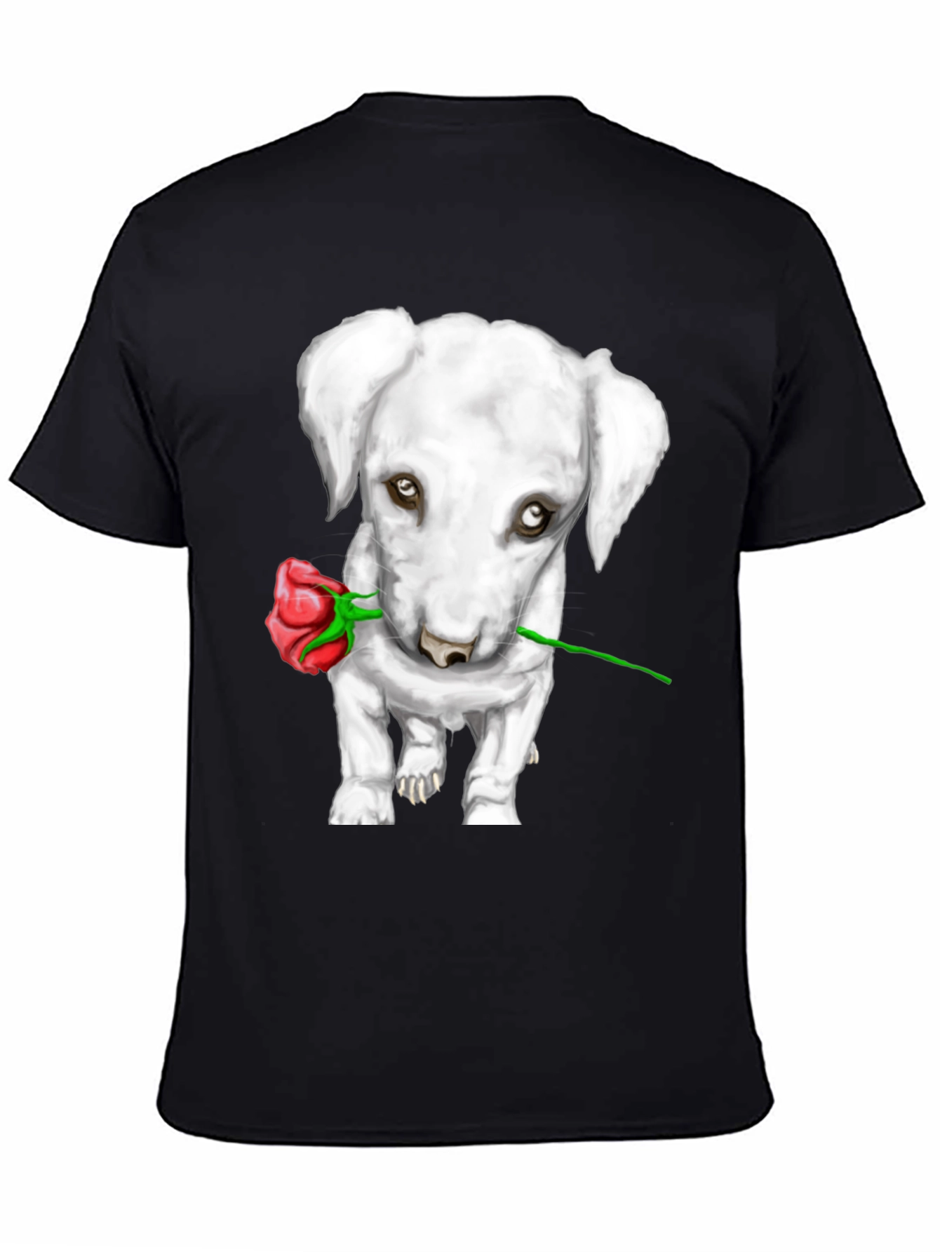 Black Dog with Rose Graphic Tee view 4