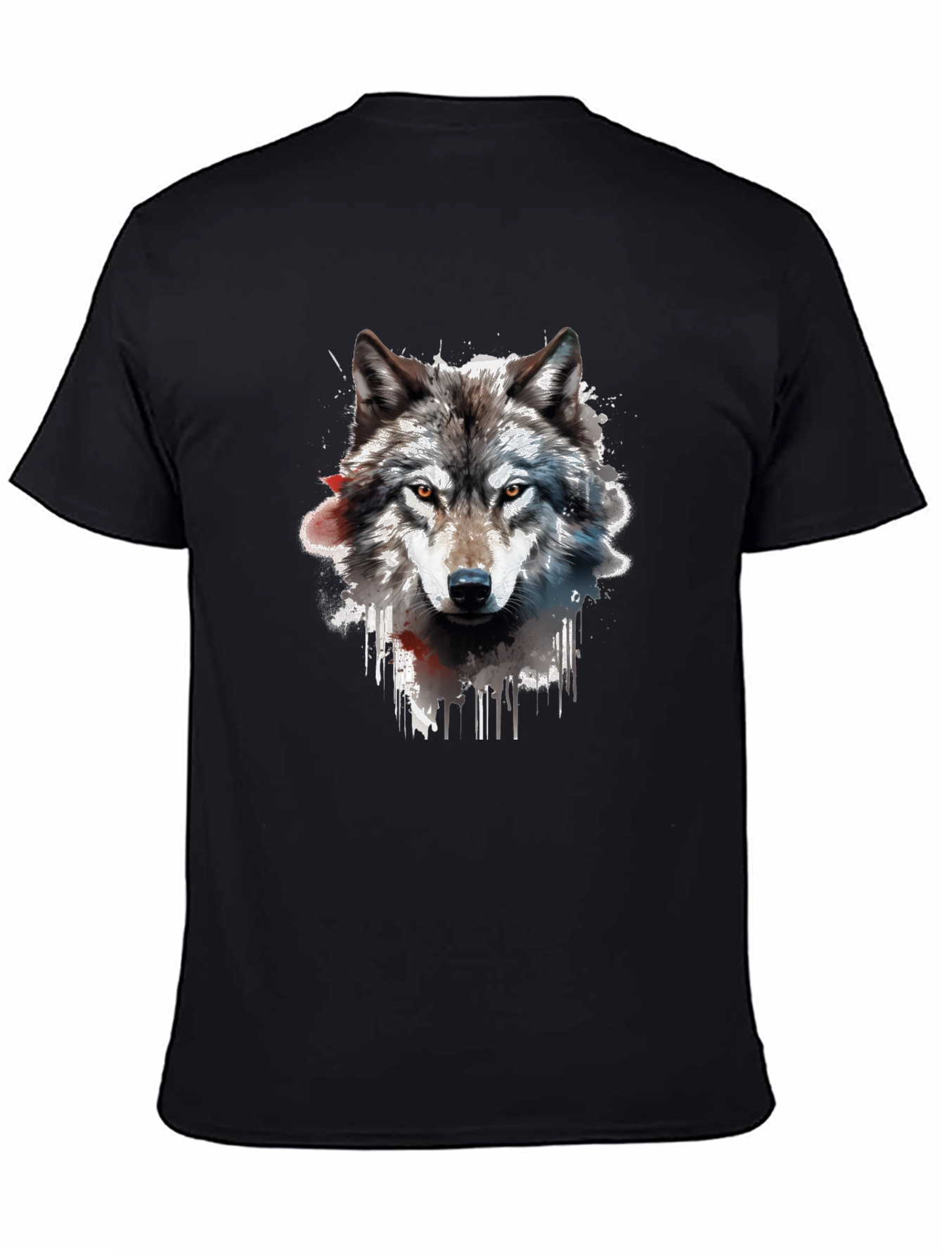 Black Wolf Graphic Print Black T-Shirt view 4