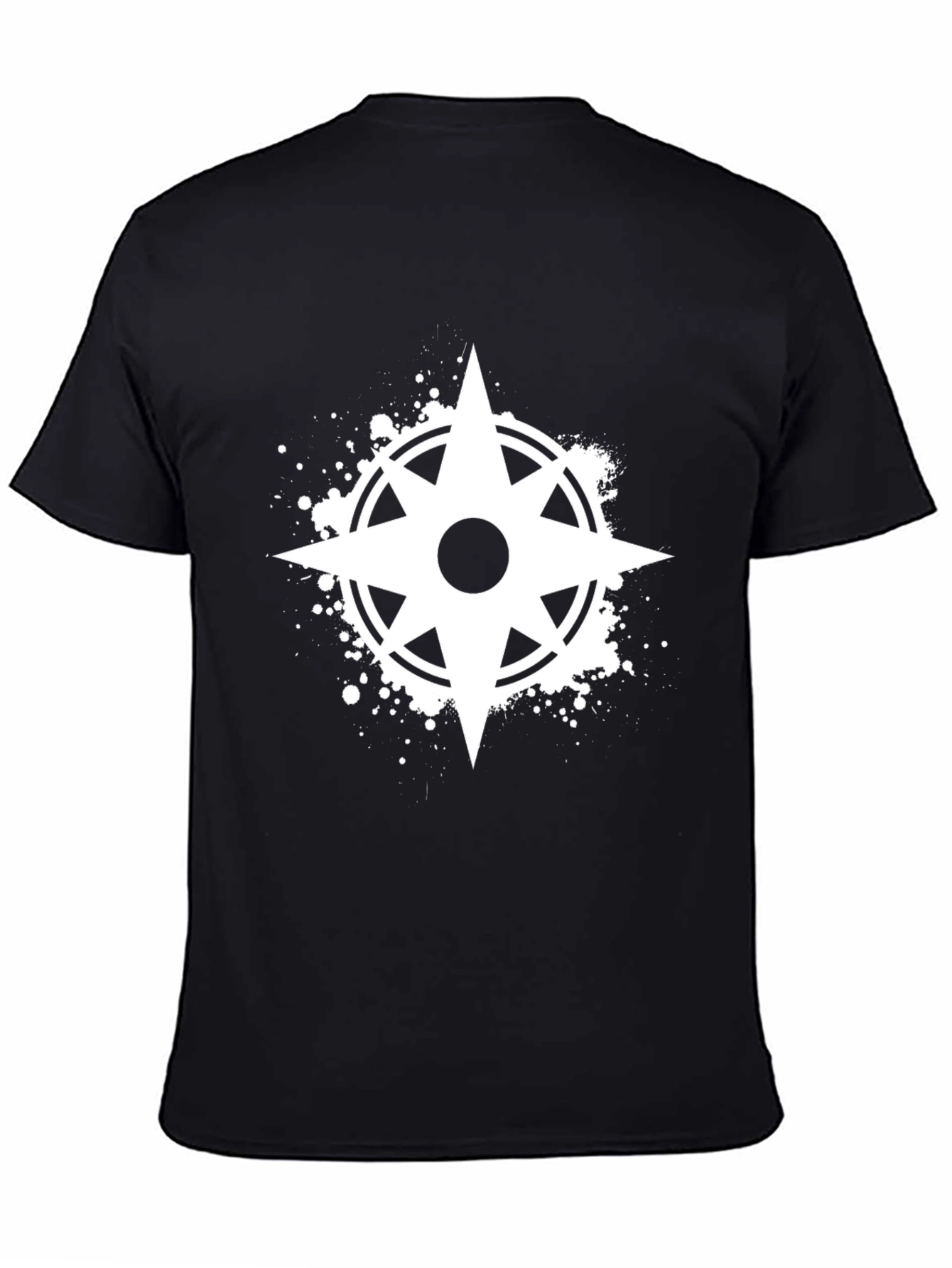 Black Compass Starburst Men's Black T-Shirt view 4