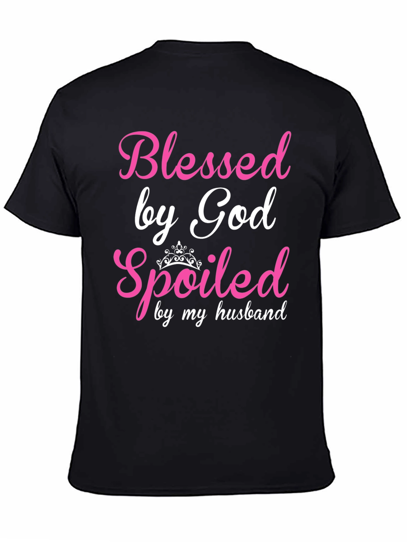 Black Blessed by God Spoiled by Husband T-Shirt view 4