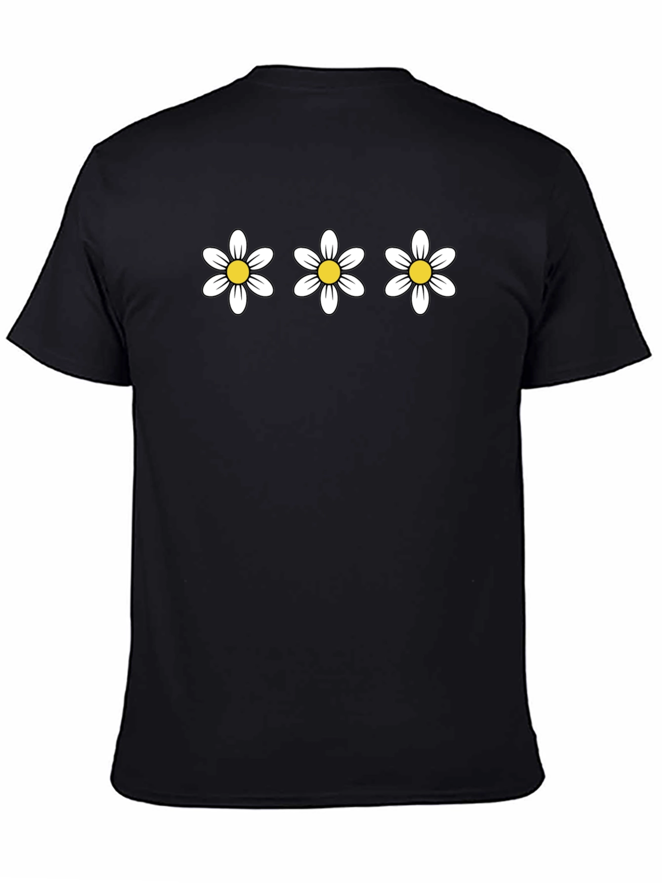 Black Daisy Trio Black T-Shirt - Classic Style view 4