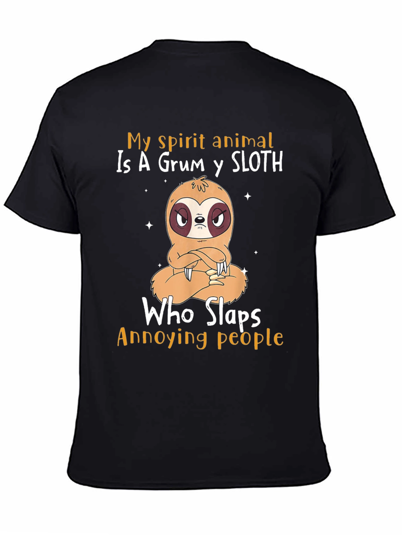Black Grumpy Sloth T-Shirt - My Spirit Animal Sloth Tee view 4