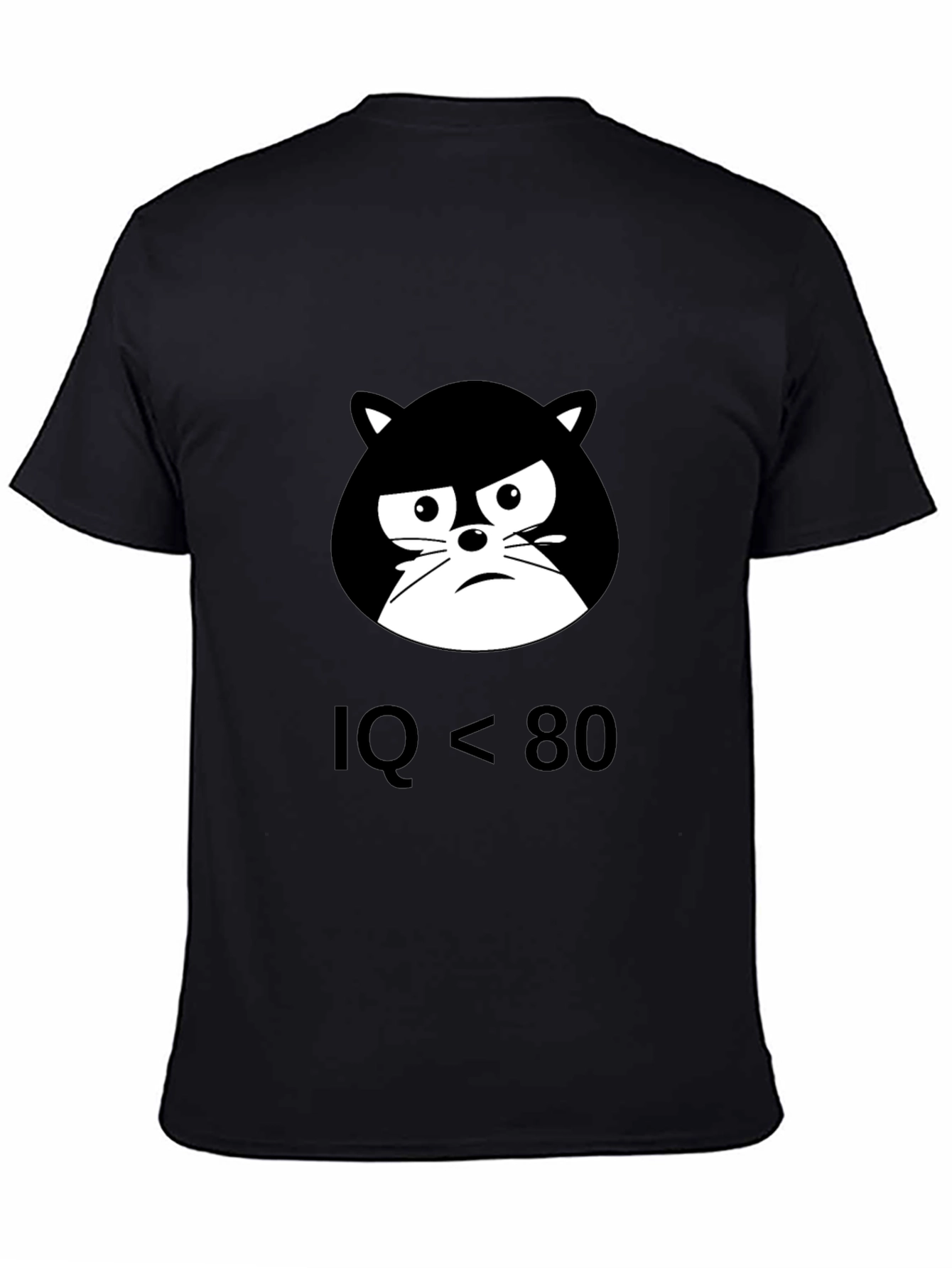 Black IQ < 80 Grumpy Cat T-Shirt - Black view 4