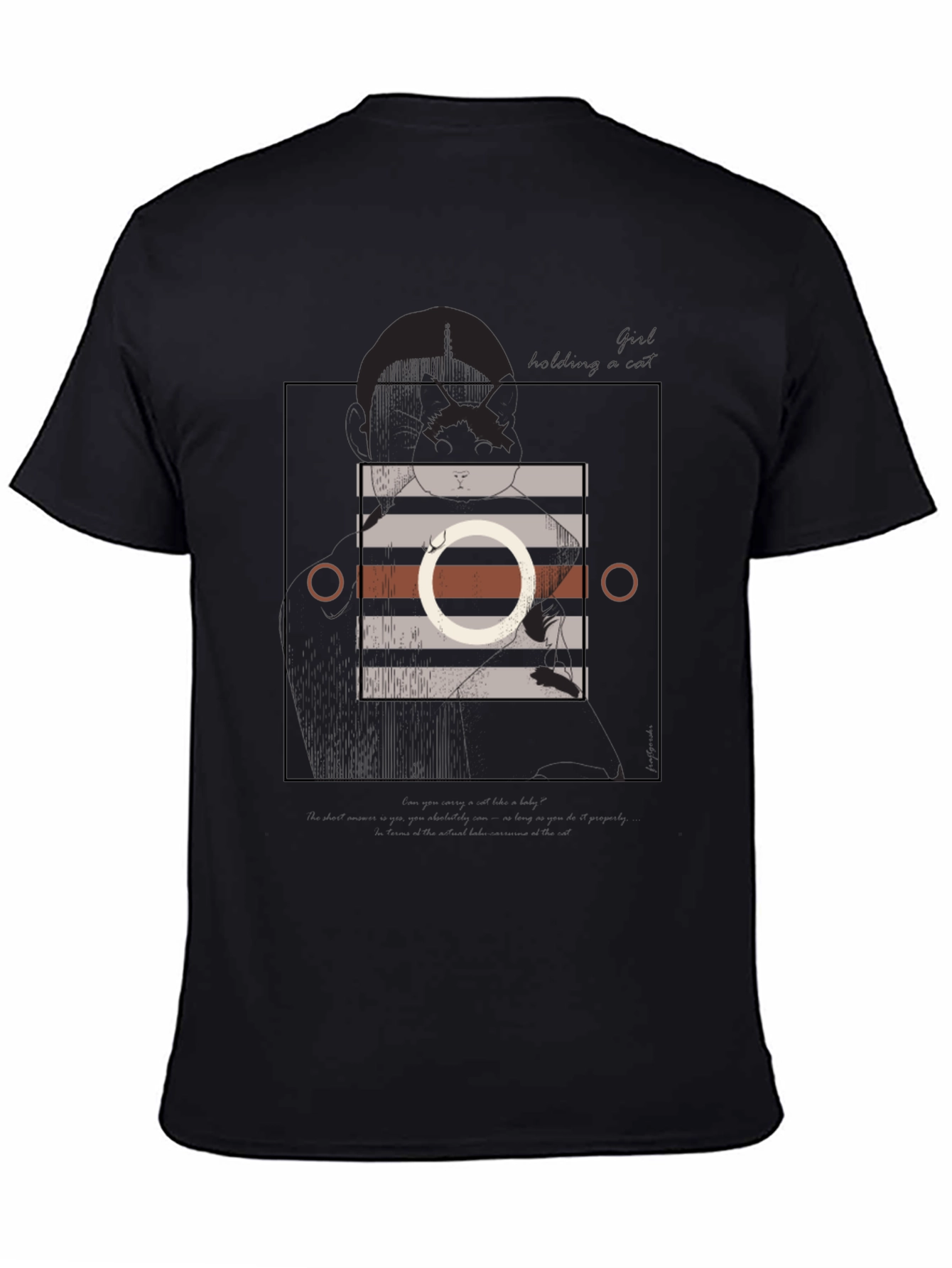 Black Abstract Graphic Tee - Modern Black T-Shirt view 4