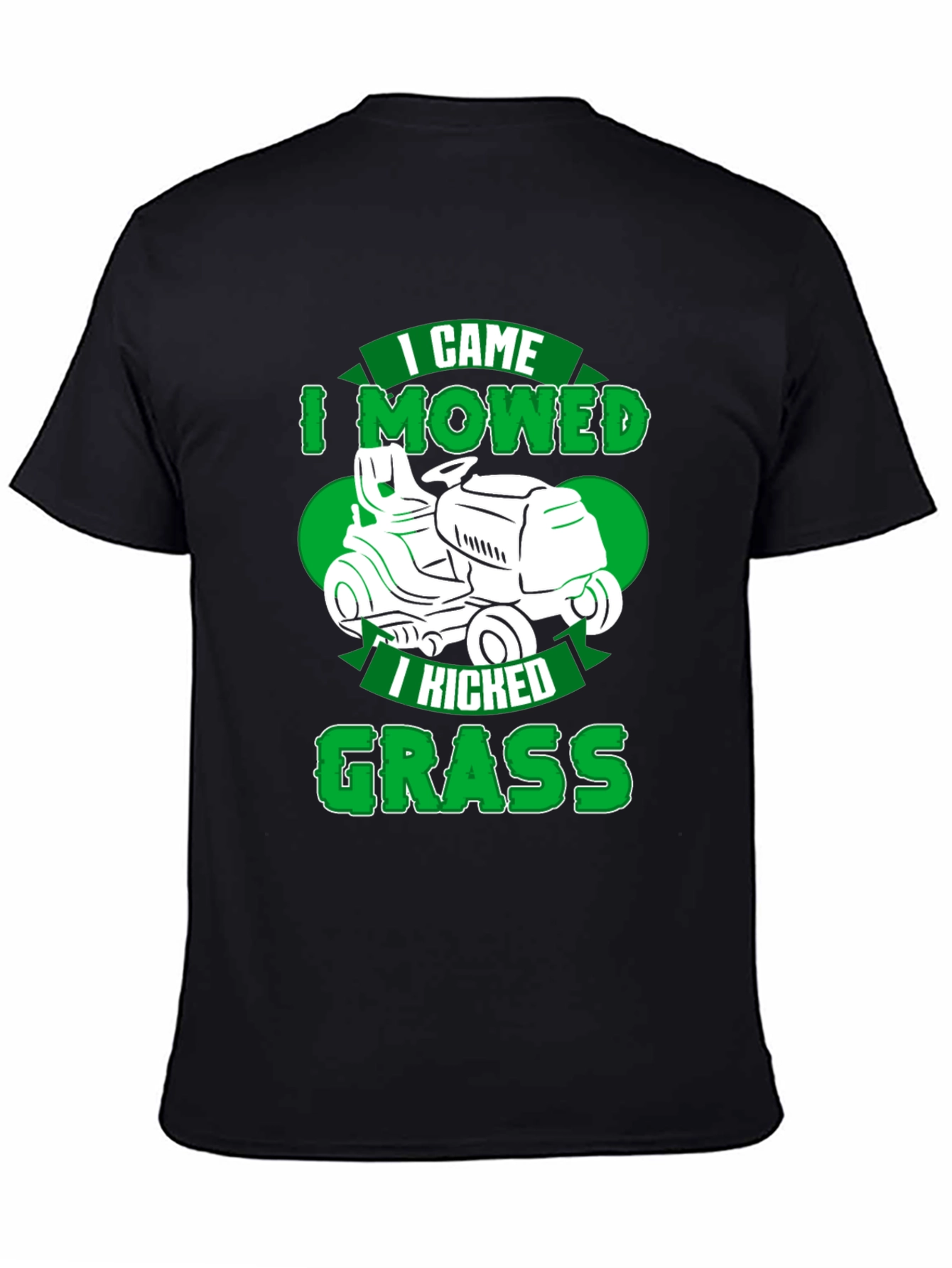 Black Funny Lawn Mowing T-Shirt - I Came, I Mowed, I Kicked Grass view 4