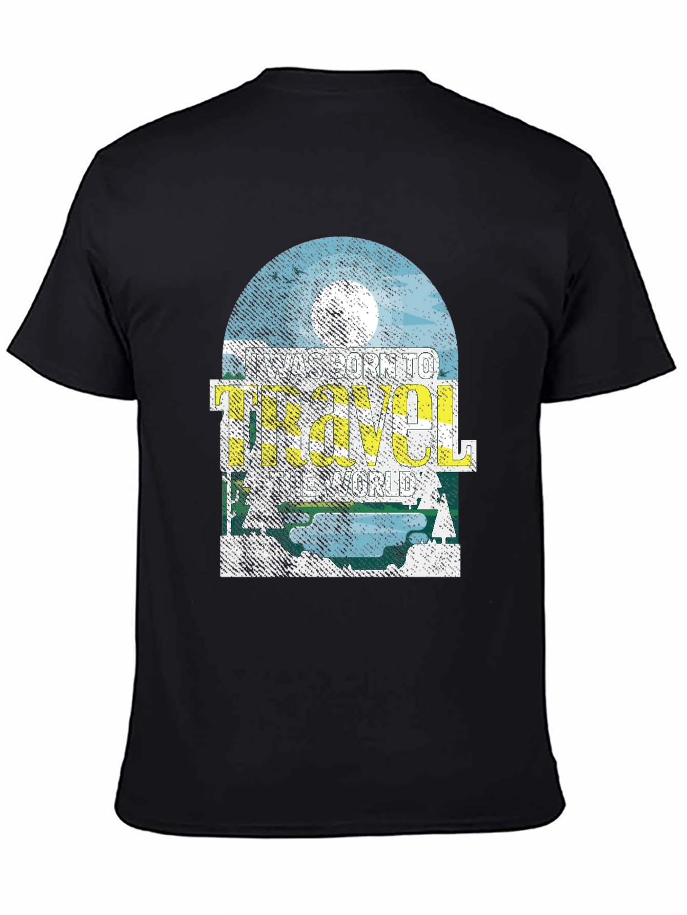 Black Born to Travel Worlds T-Shirt view 4