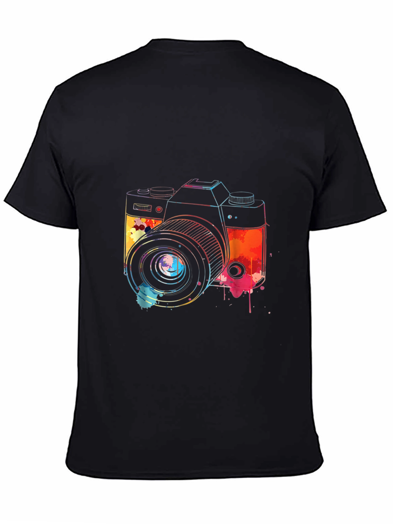 Black Watercolor Camera Graphic T-Shirt view 4