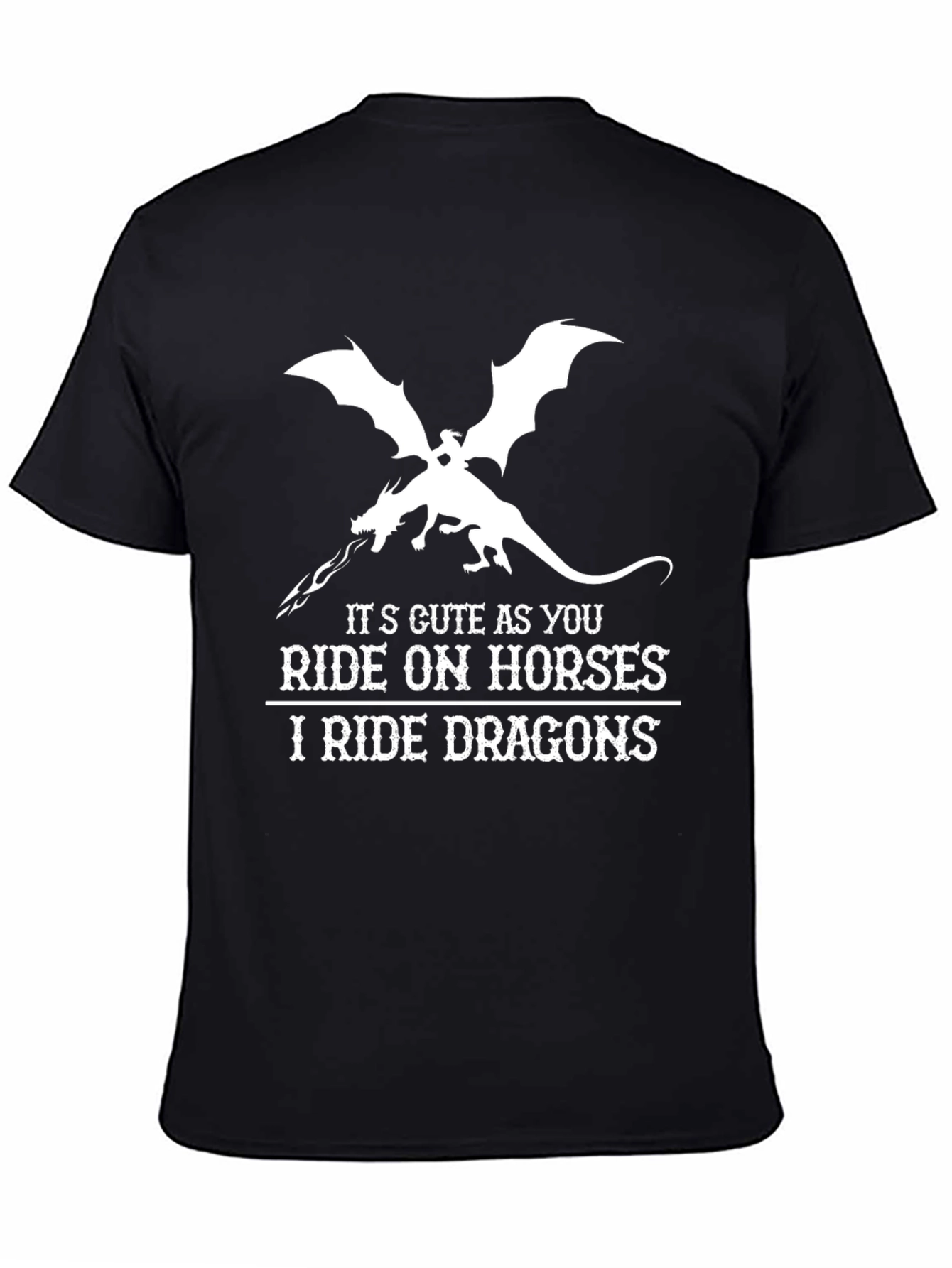 Black I Ride Dragons T-Shirt - Fantasy Graphic Tee view 4