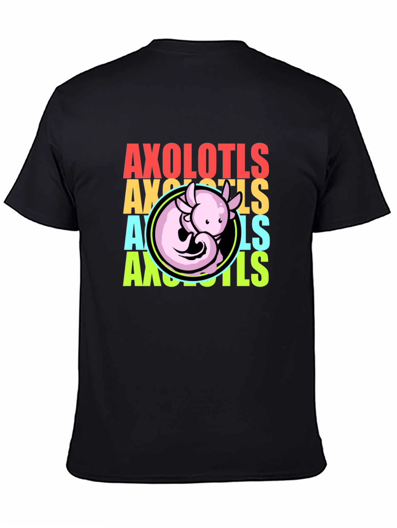 Black Axolotls Graphic Tee - Cool Amphibian T-Shirt view 4