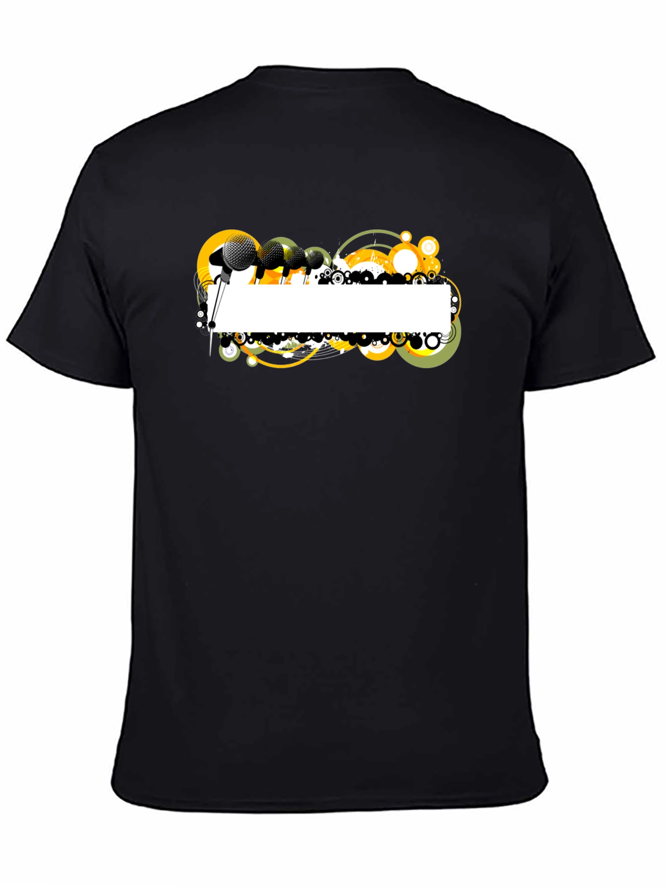 Black Black Graphic T-Shirt with Microphone Design view 4