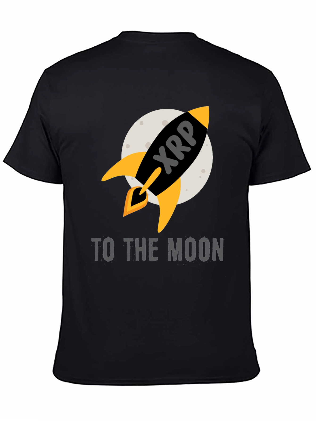 Black XRP Rocket to the Moon T-Shirt view 4