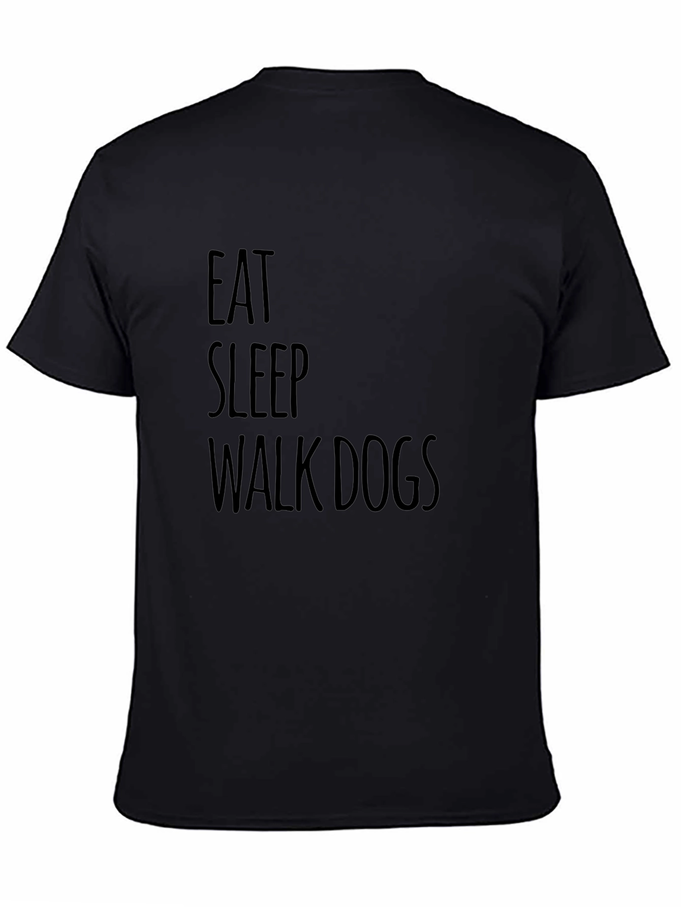 Black Eat Sleep Walk Dogs Graphic Tee - Black Casual T-Shirt view 4