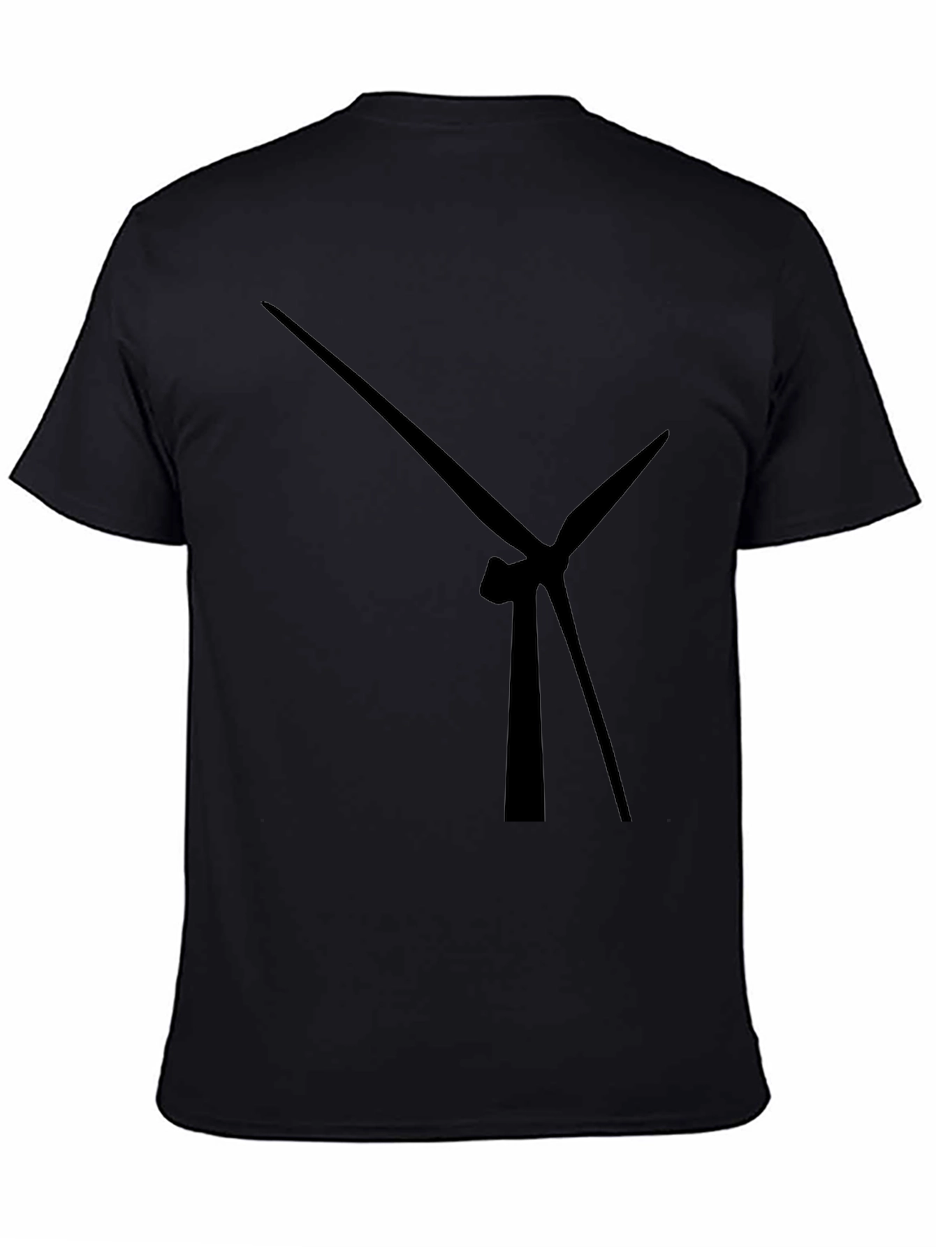 Black Modern Wind Turbine Graphic Black T-Shirt view 4