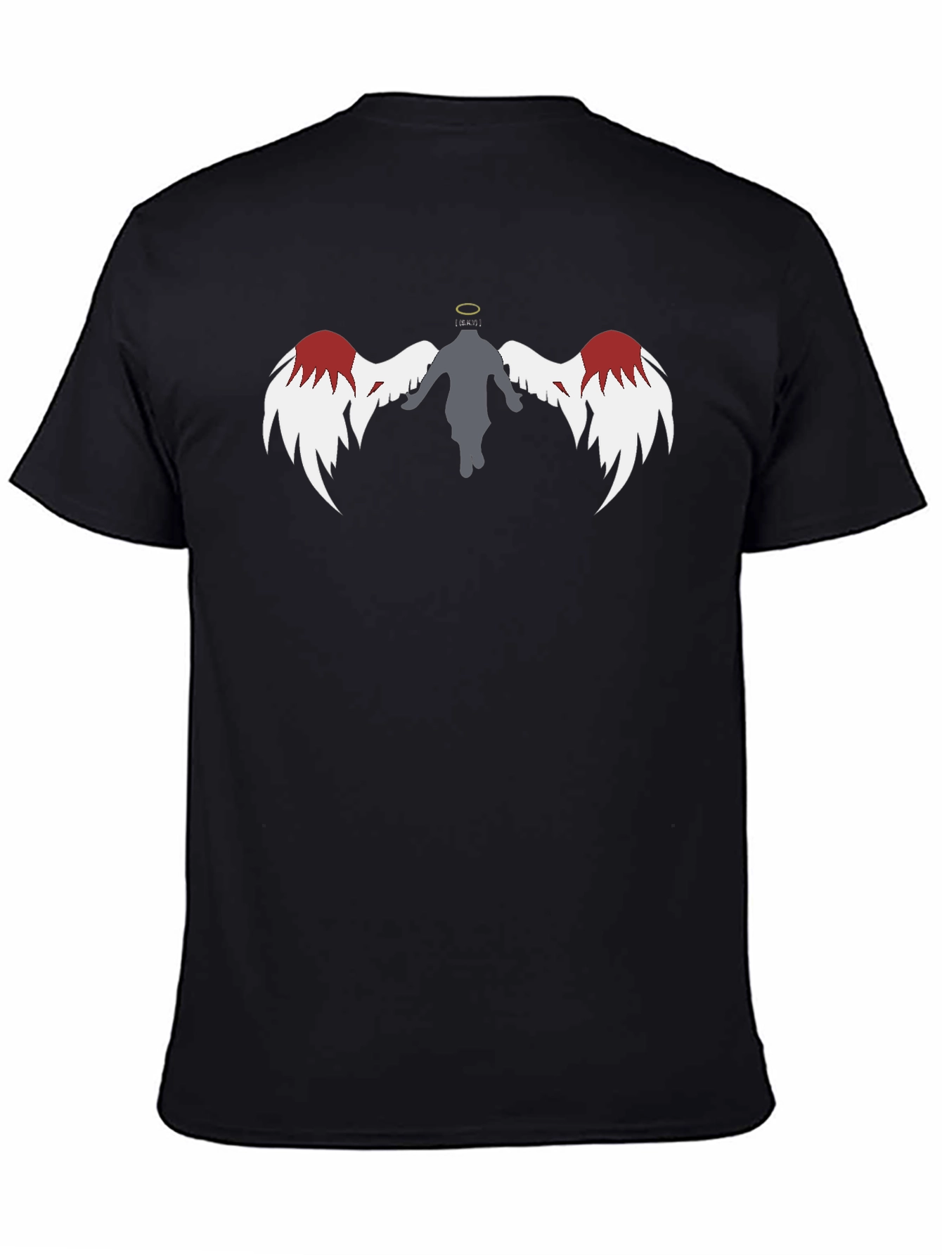 Black Angel Wings Graphic Print Black T-Shirt view 4