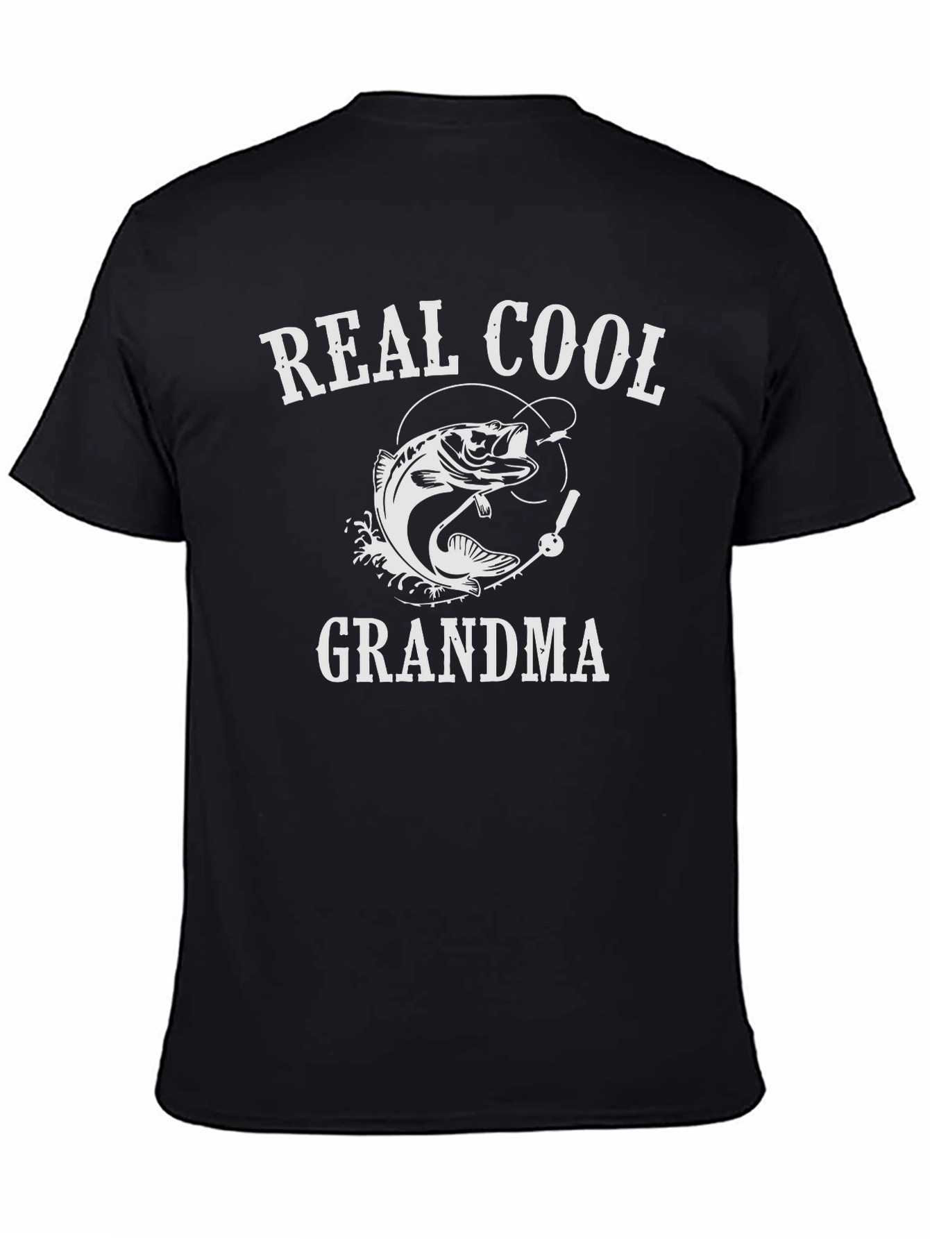 Black Real Cool Grandma Fishing T-Shirt view 4
