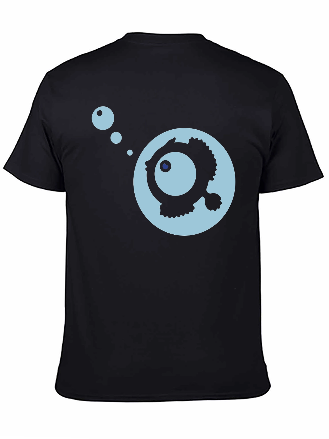 Black Cartoon Fish Graphic Black T-Shirt view 4