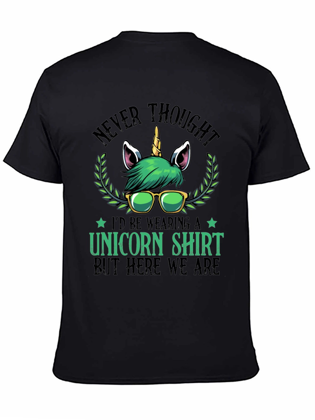 Black Never Thought Unicorn Shirt view 4