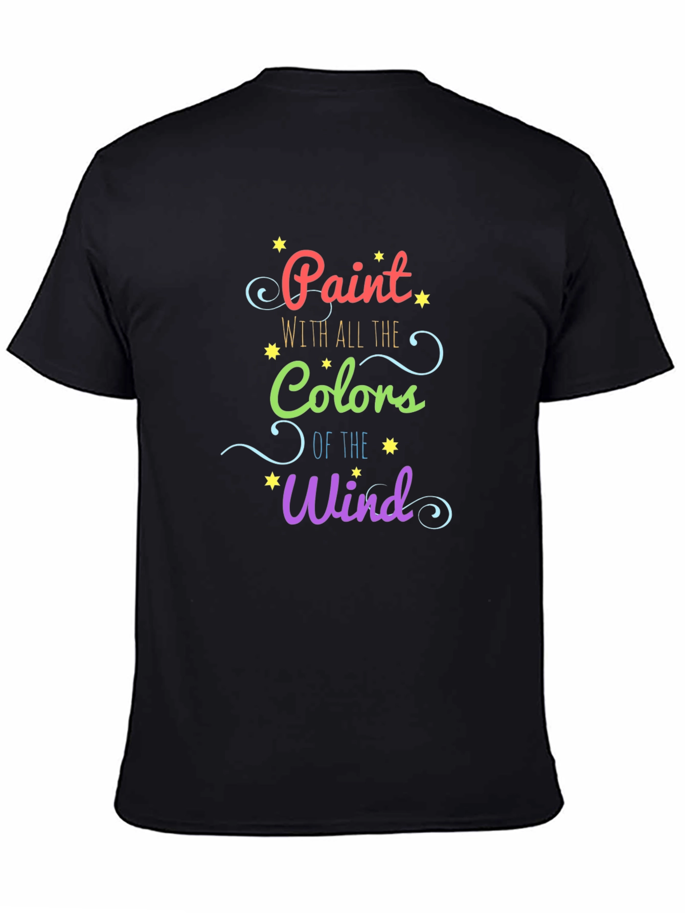 Black Paint with All the Colors of the Wind Graphic Tee view 4