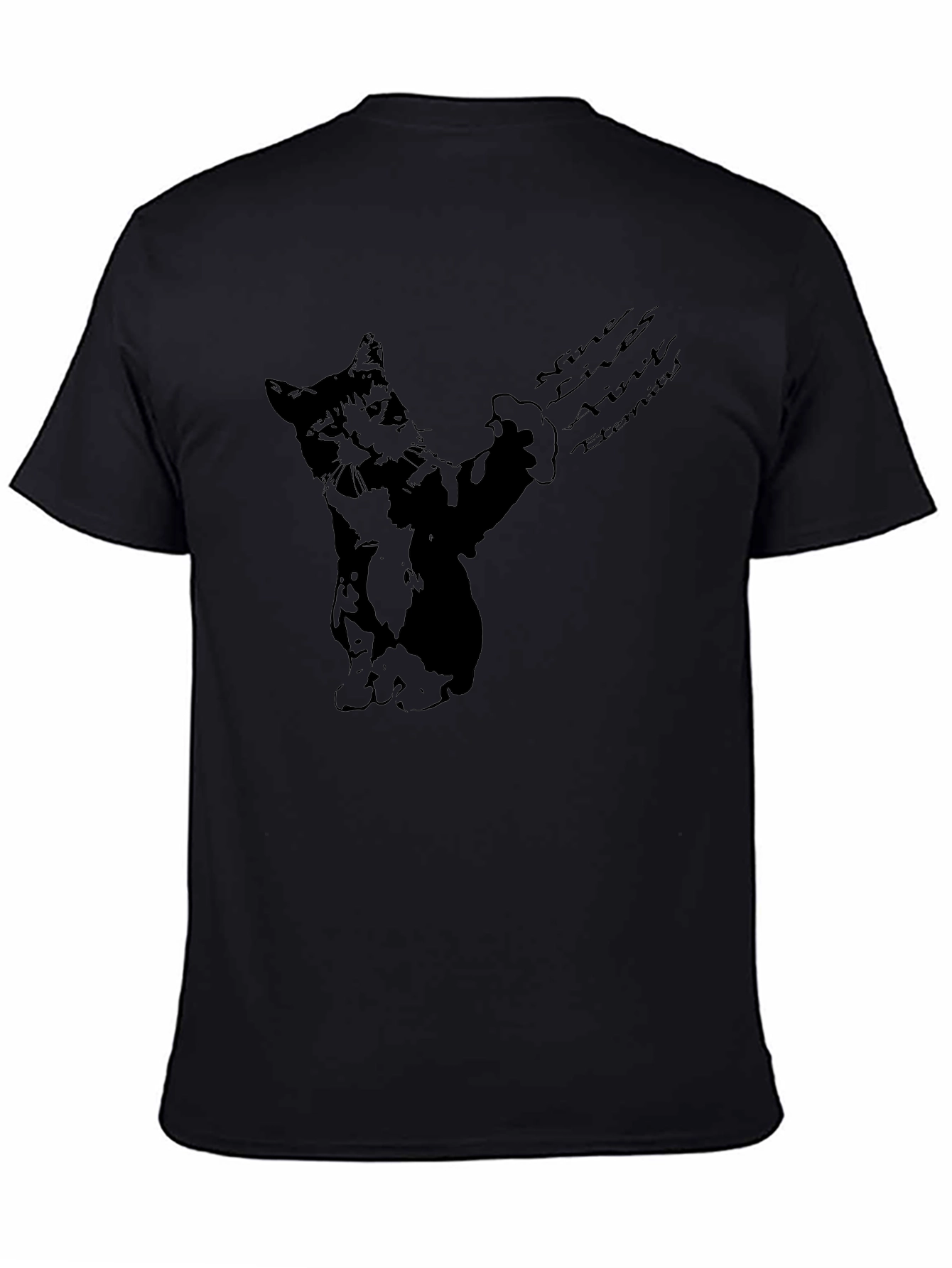 Black Nine Lives Cat Graphic T-Shirt view 4