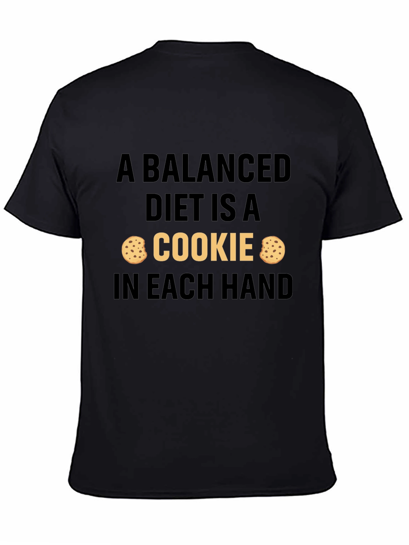 Black Balanced Diet Cookie T-Shirt: Funny Foodie Tee view 4