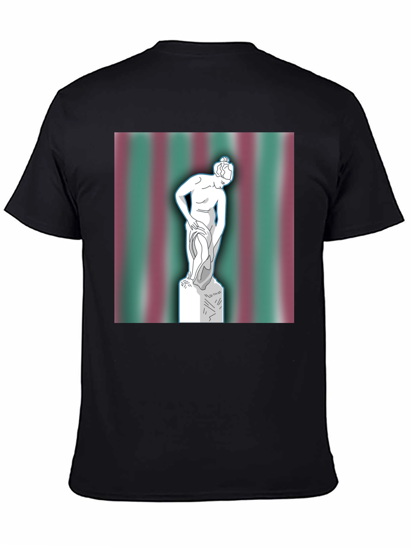 Black Statue Graphic Tee - Classic Art on Black Cotton T-Shirt view 4