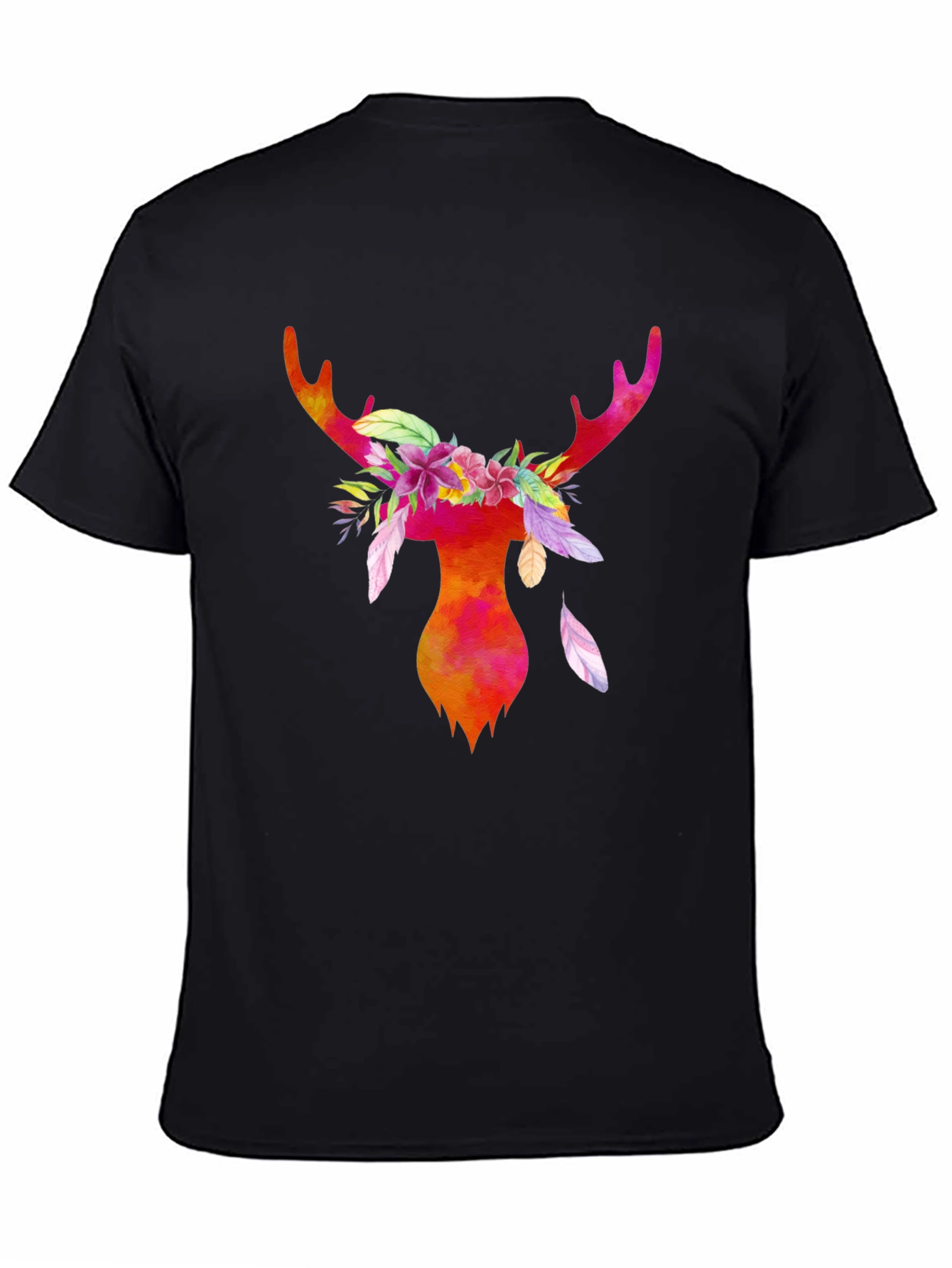 Black Watercolor Deer Antler Graphic T-Shirt view 4