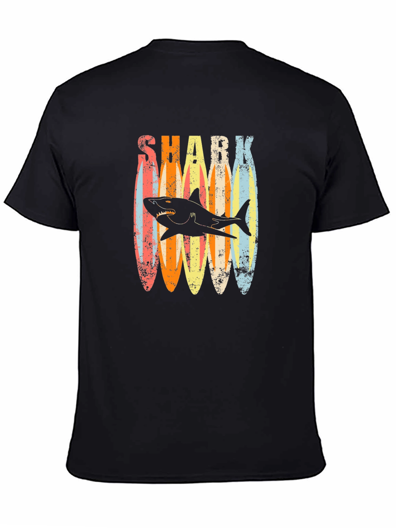 Retro Shark Surfboard T-Shirt - Casual Graphic Tee - 4