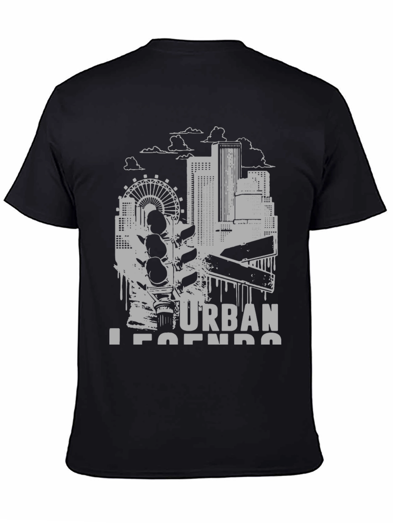 Black Urban Legends Graphic Print T-Shirt - Black view 4