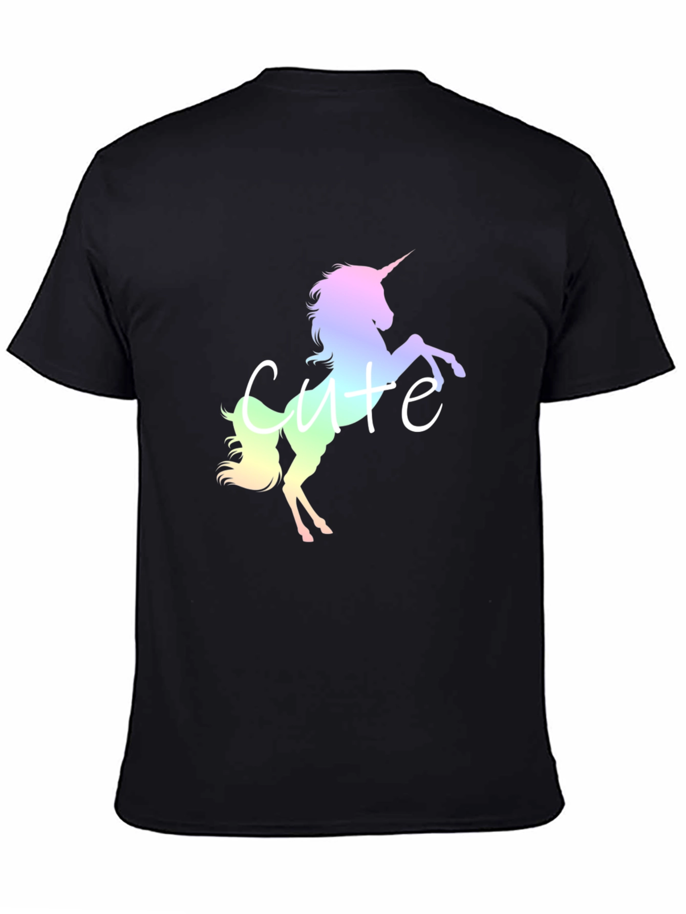 Black Cute Unicorn Graphic Tee - Black Cotton Blend Shirt view 4