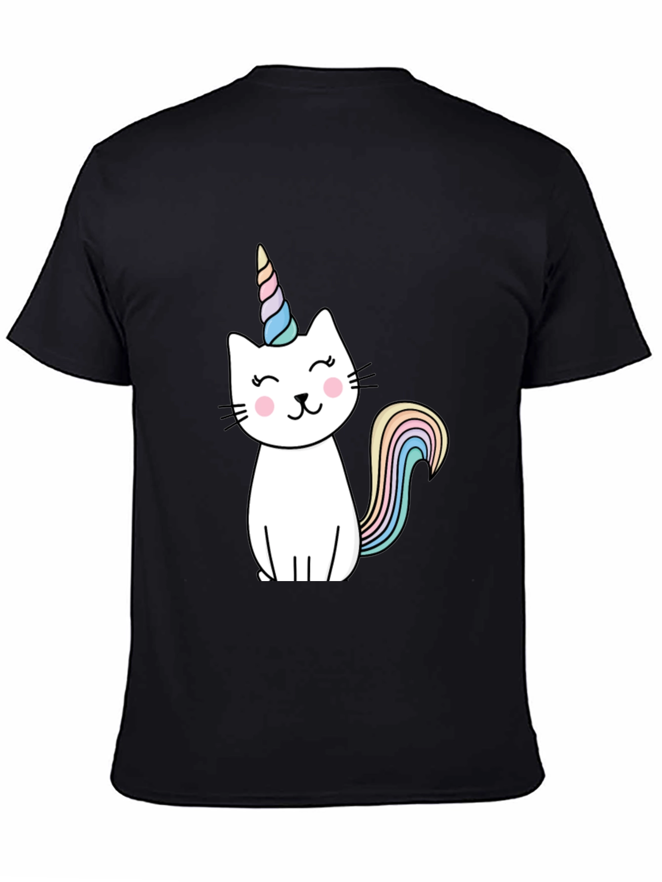 Black Unicat T-Shirt - Black, Cotton Blend, Cute Design view 4