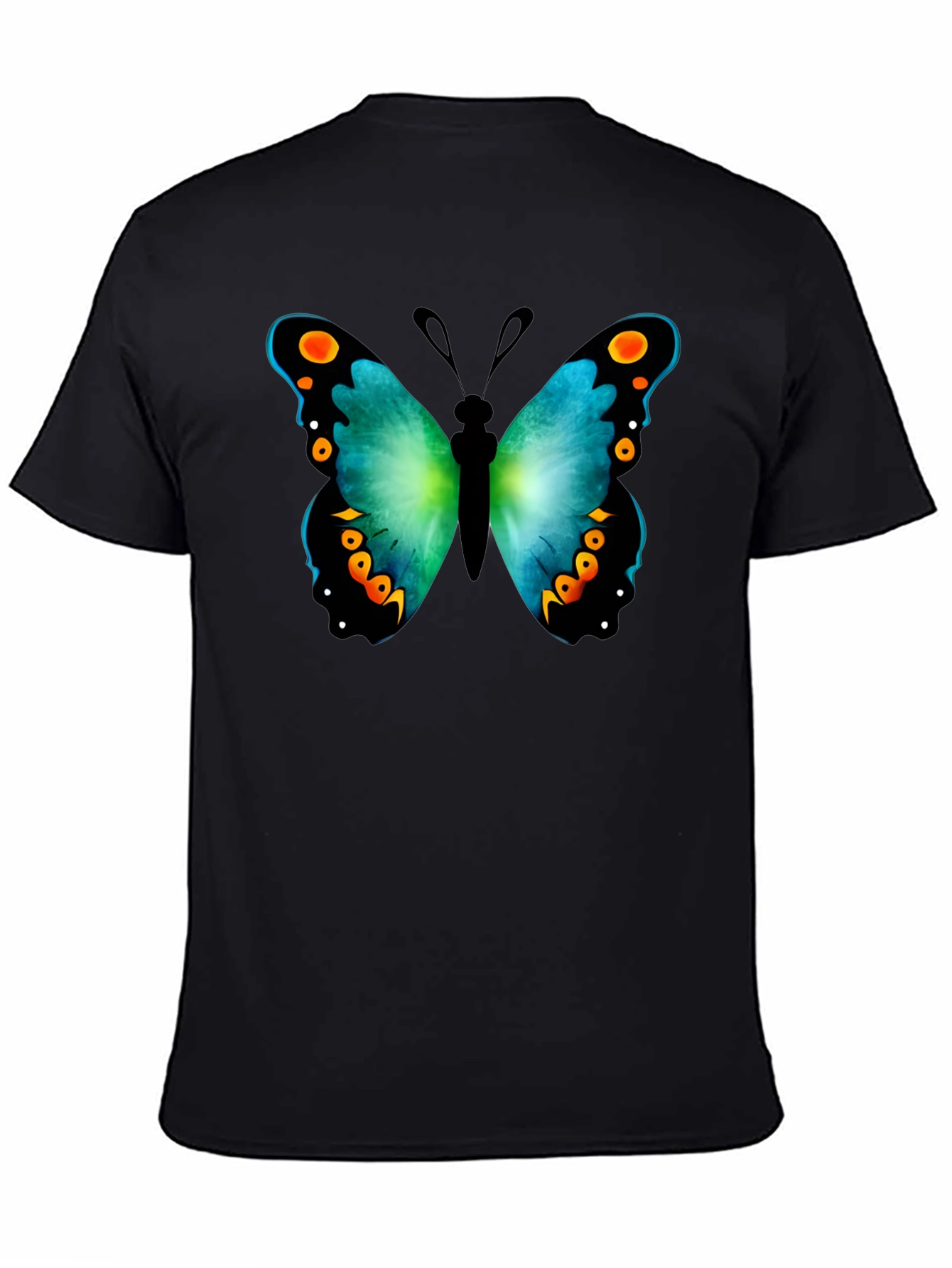 Black Butterfly Graphic Print Crew Neck T-Shirt view 4